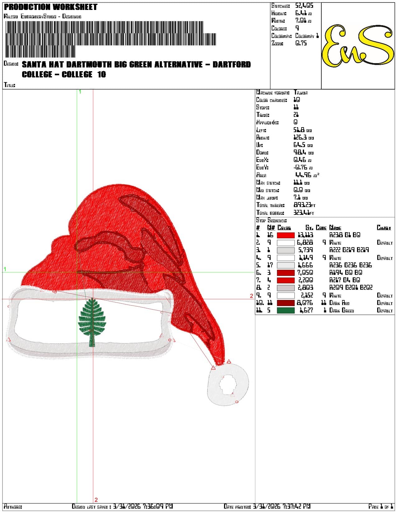 Santa Hat Dartmouth Big Green Alternative Dartford - Elegant embroidery design file-instant download — view 3