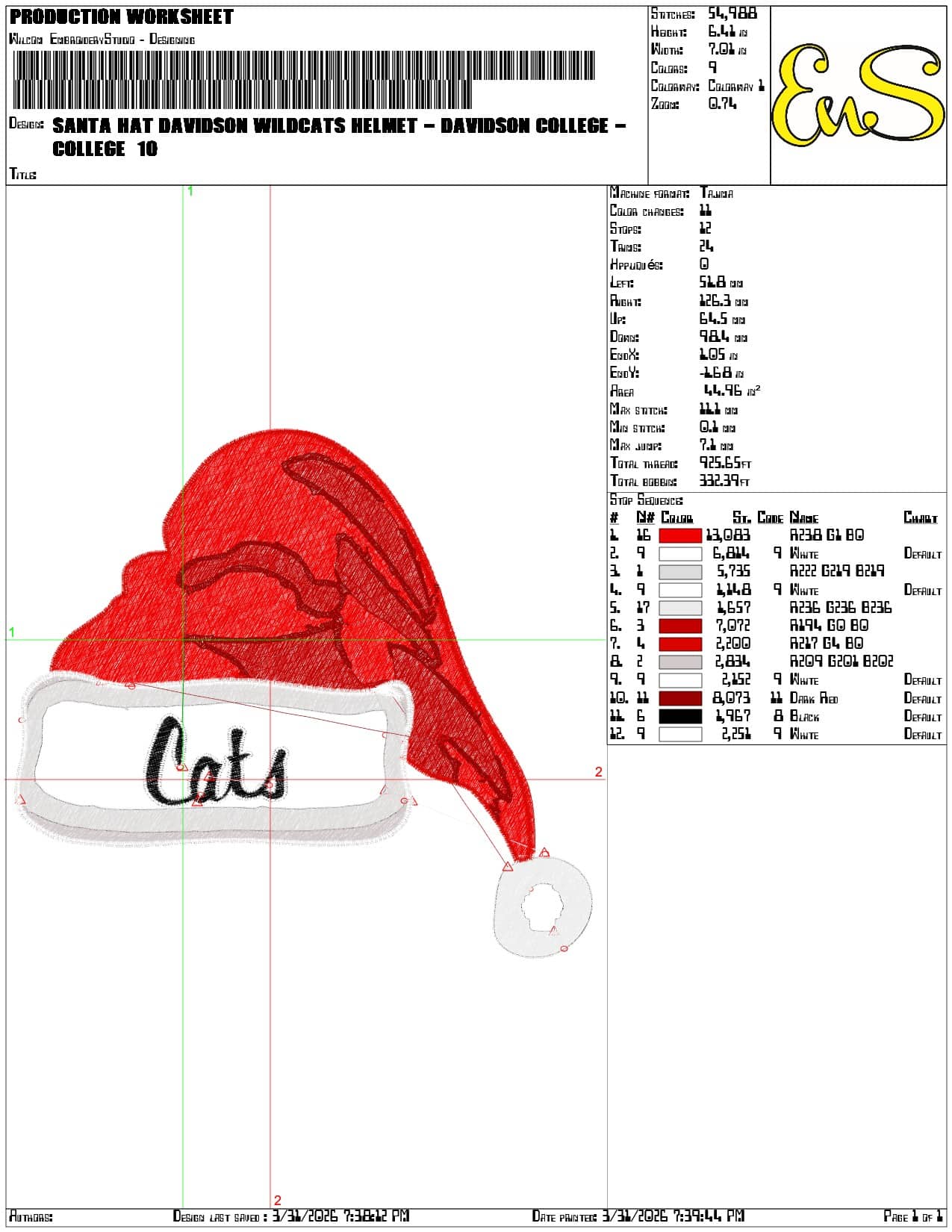 Santa Hat Davidson Wildcats Helmet - Elegant embroidery design file-instant download — view 3