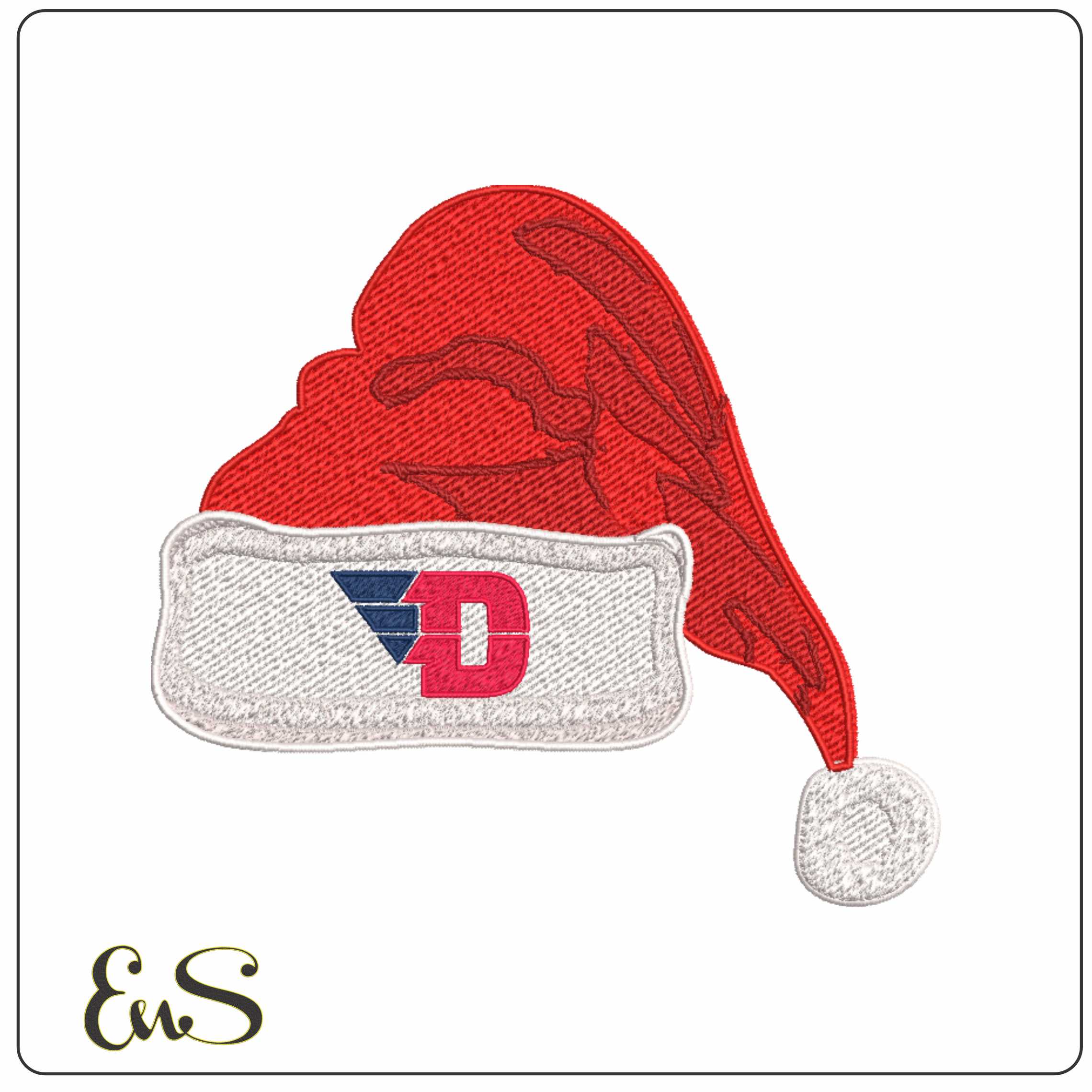 Santa Hat Dayton Flyers 2014 - Elegant embroidery design file-instant download