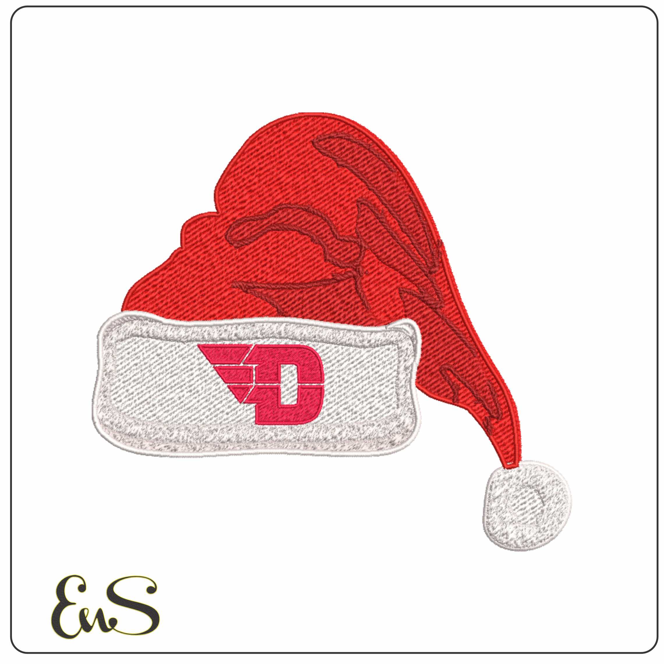 Santa Hat Dayton Flyers 2014 on University - Elegant embroidery design file-instant download