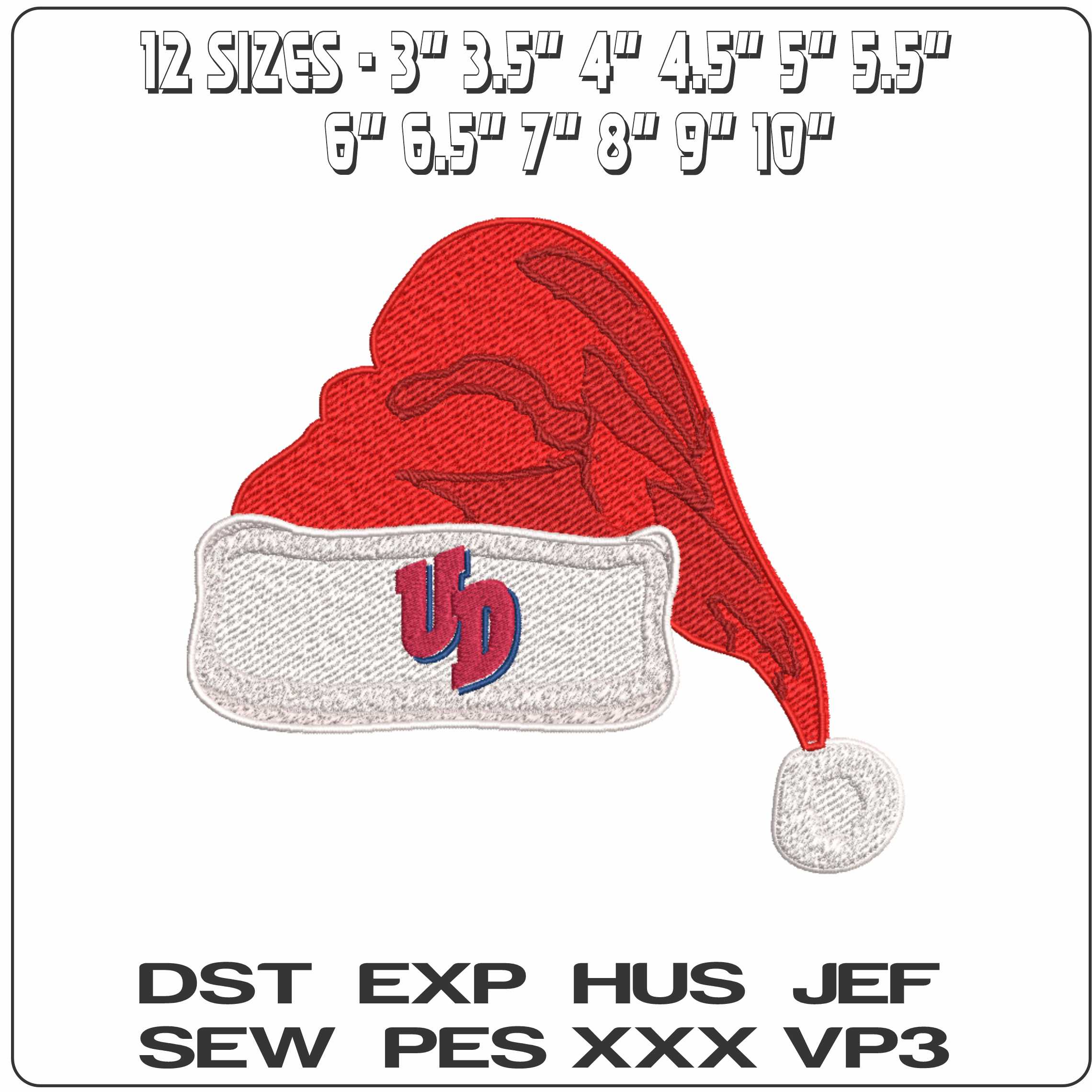 Santa Hat Dayton Flyers Alternative University - Elegant embroidery design file-instant download — view 2