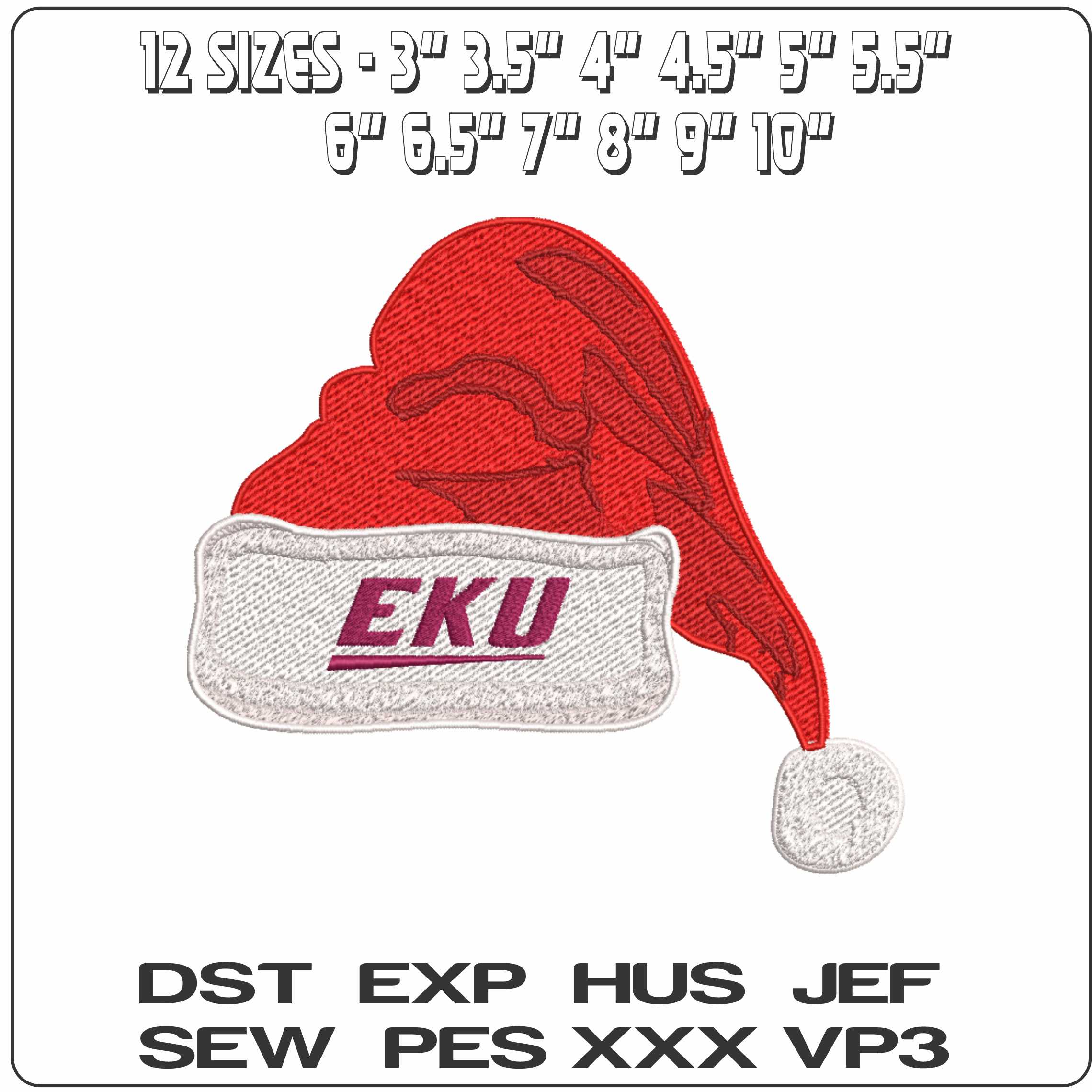 Santa Hat Eastern Kentucky Colonels 2017 - Elegant embroidery design file-instant download — view 2