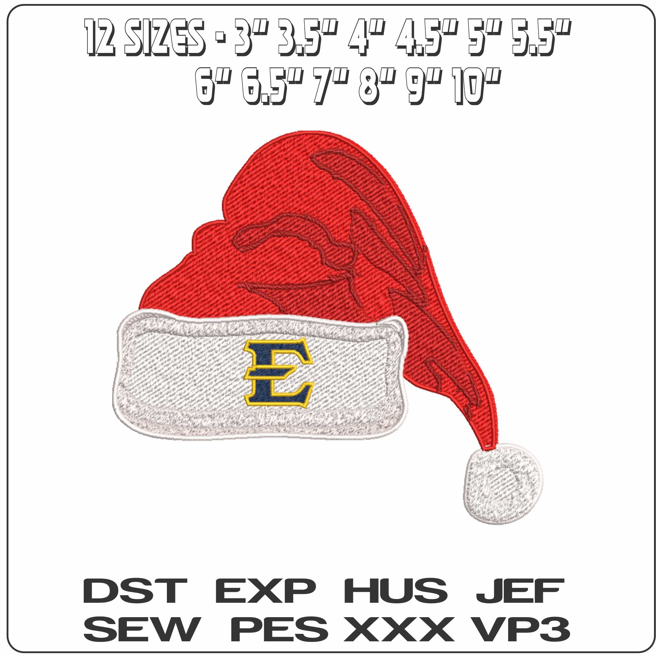 Santa Hat ESTU Buccaneers 2014 - Elegant embroidery design file-instant download — view 2