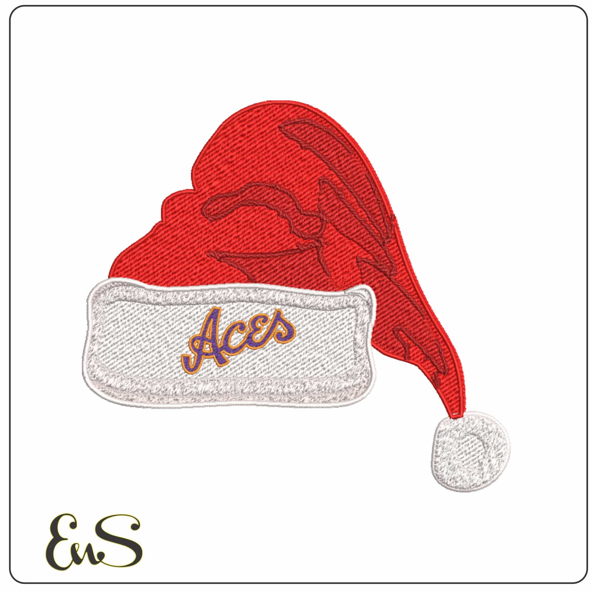 Santa Hat Evansville Purple Aces Alternative - Elegant embroidery design file-instant download