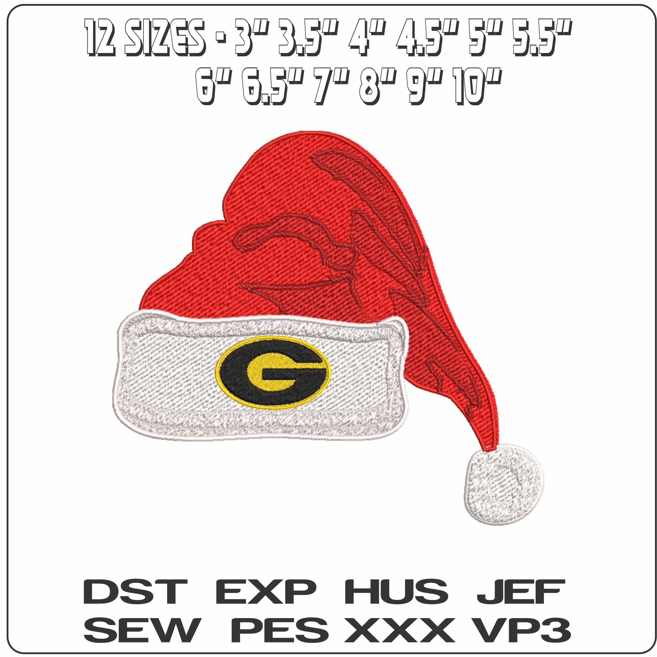 Santa Hat Grambling State Tigers 1965 1997 - Elegant embroidery design file-instant download — view 2