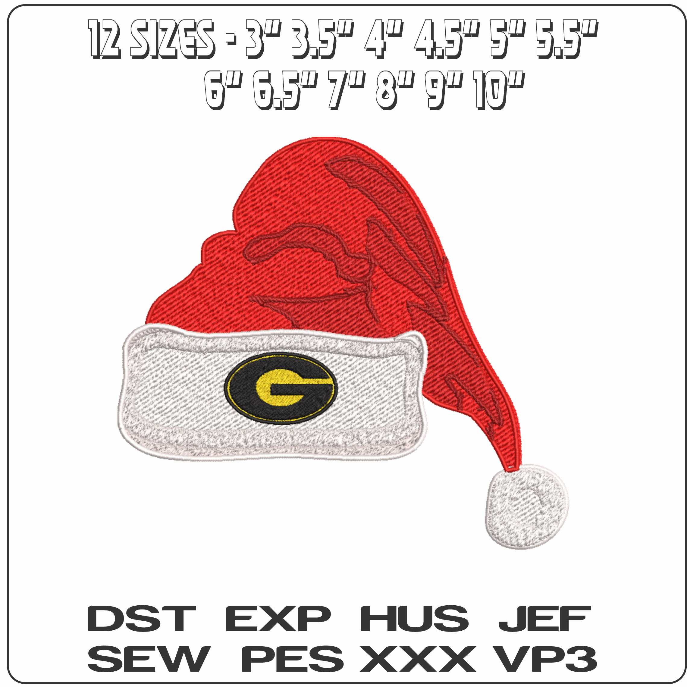 Santa Hat Grambling State Tigers 1997 - Elegant embroidery design file-instant download — view 2