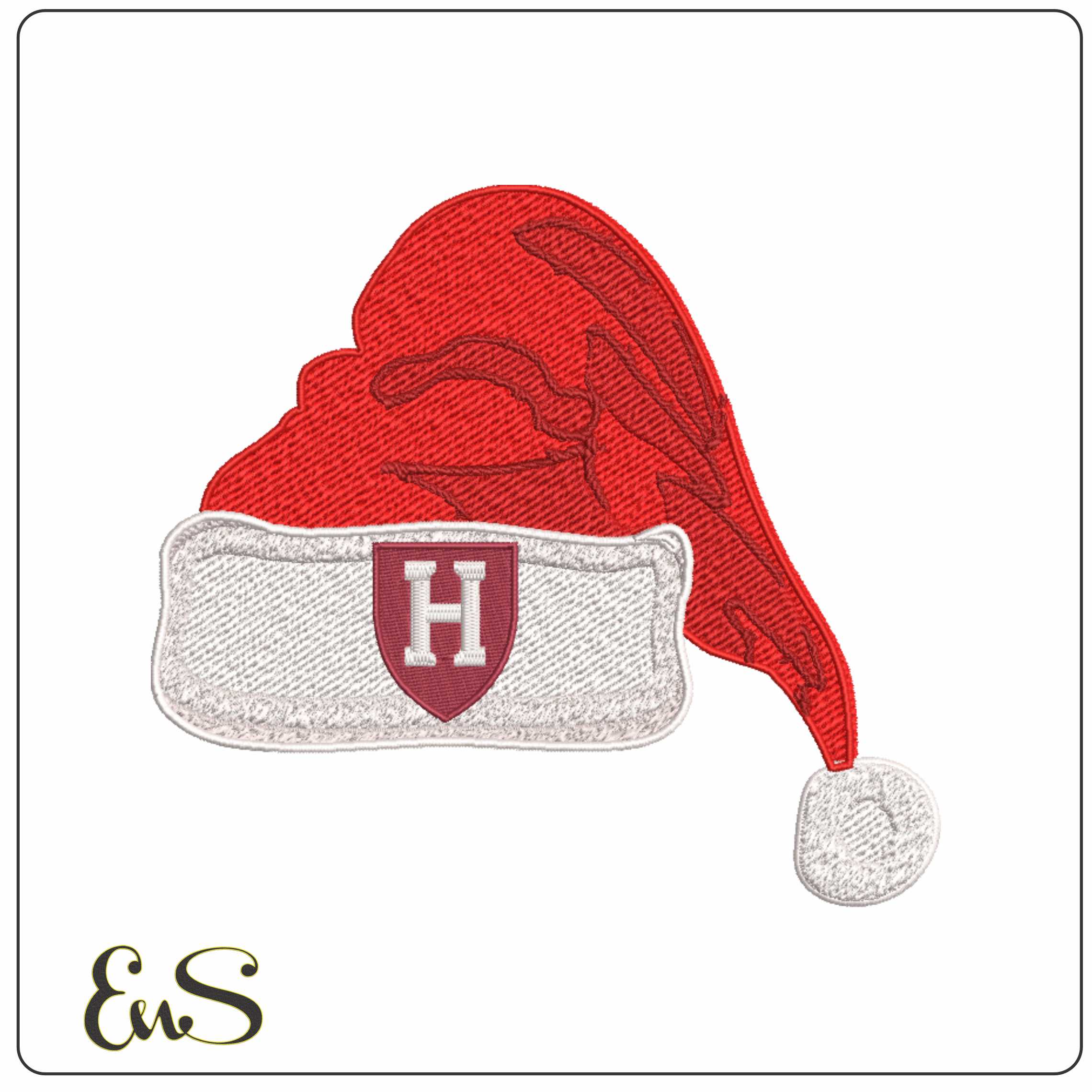 Santa Hat The Harvard Crimson 2020 - Elegant embroidery design file-instant download