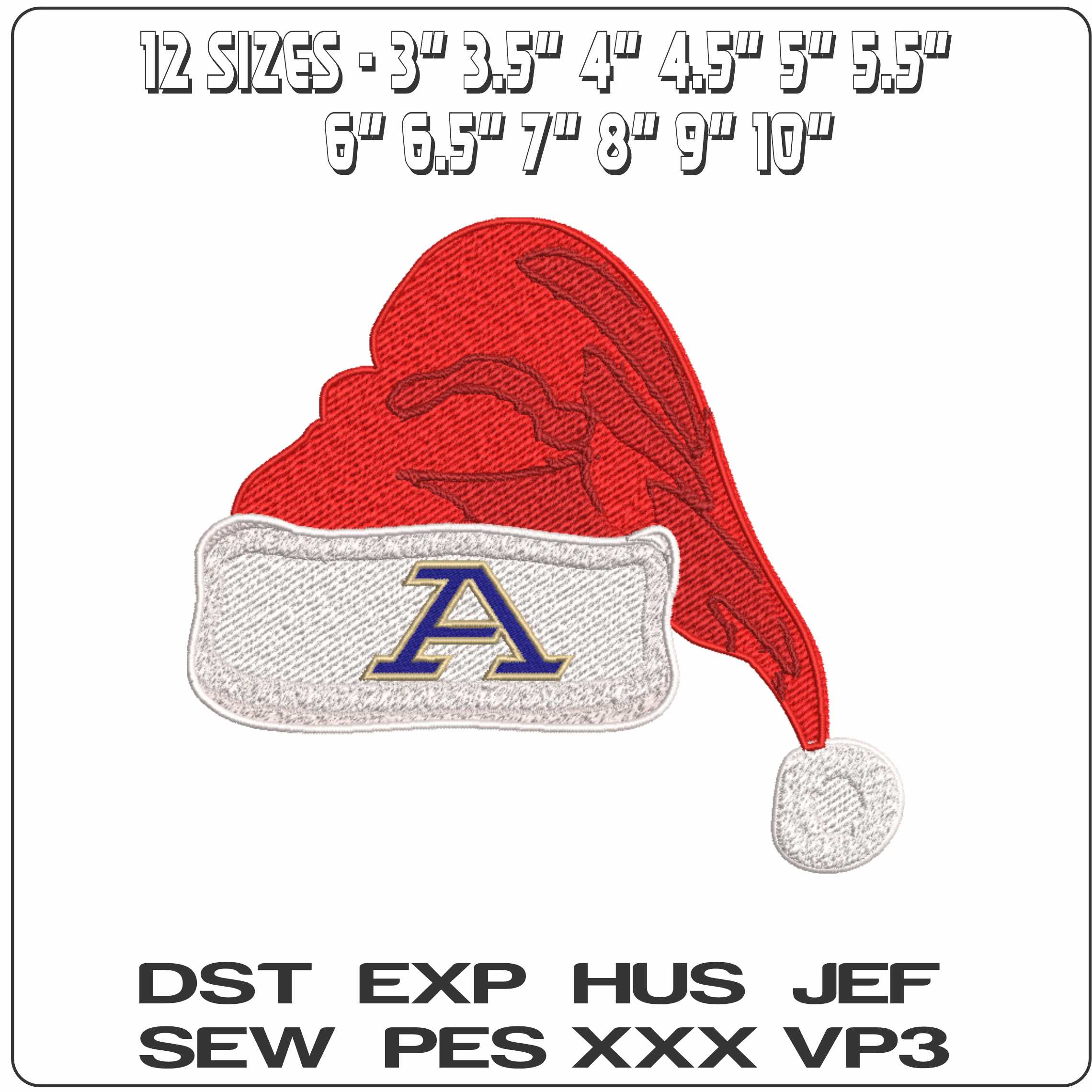 Santa Hats Akron Zips 2022 - Elegant embroidery design file-instant download — view 2