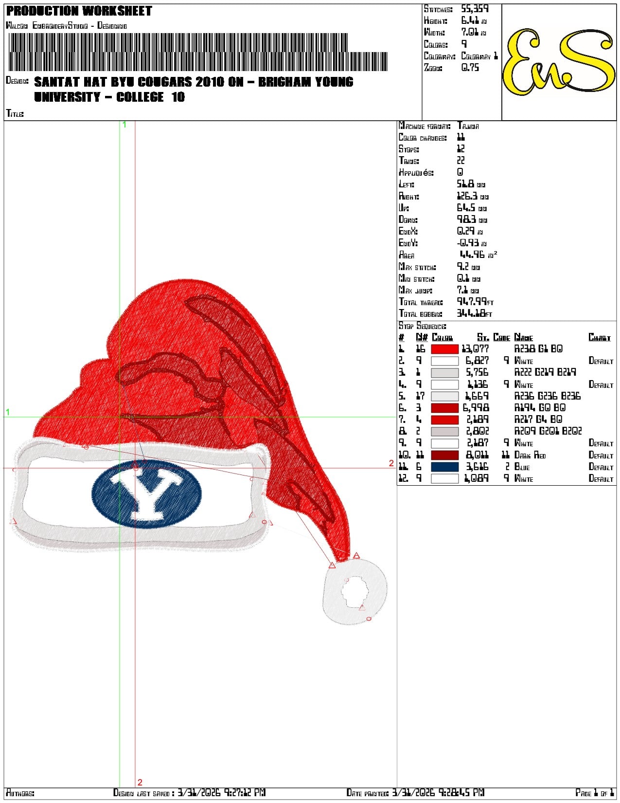Santat Hat BYU Cougars 2010 on Brigham Young - Elegant embroidery design file-instant download — view 3