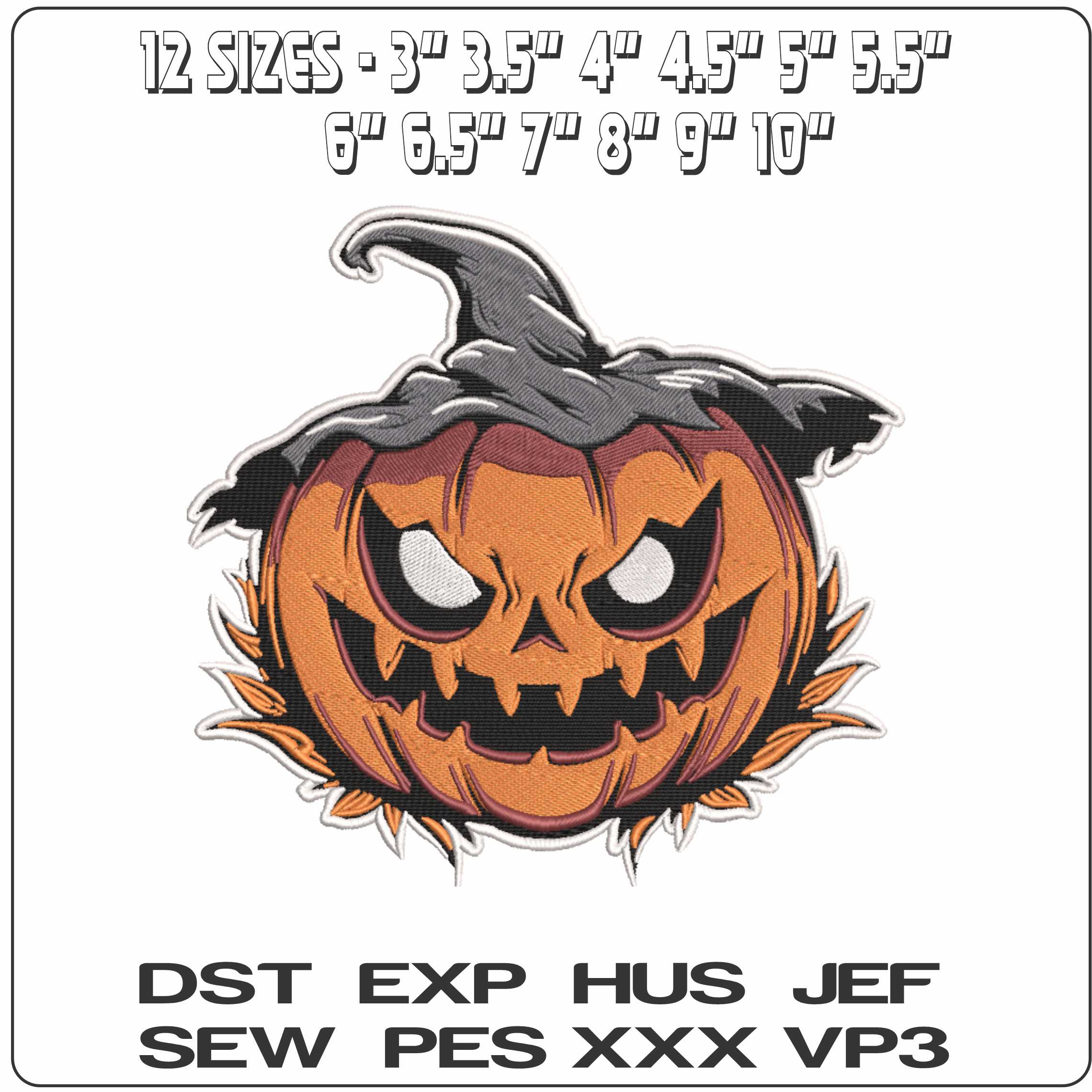 Scary Pumpkin - Elegant embroidery design file-instant download — view 2