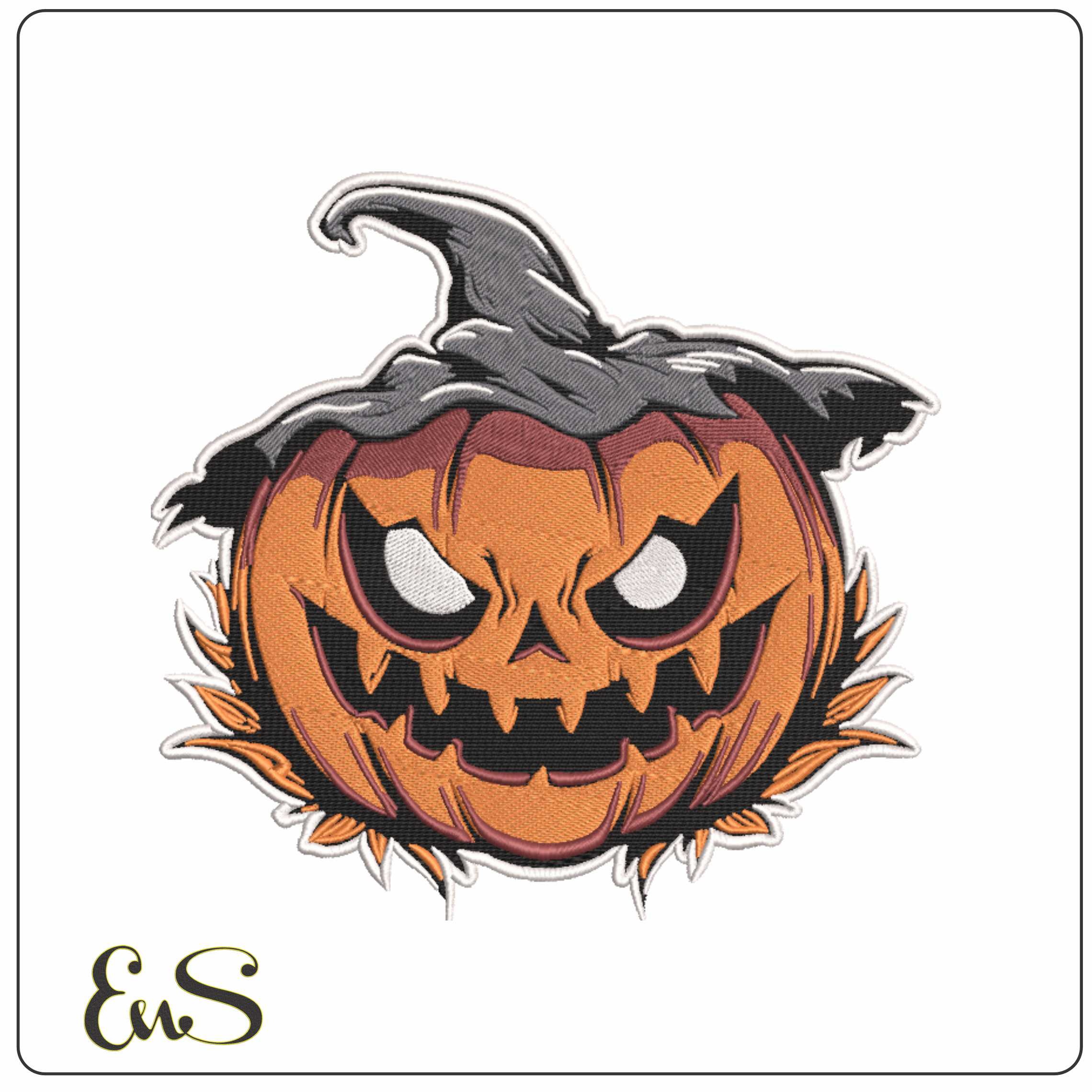 Scary Pumpkin - Elegant embroidery design file-instant download