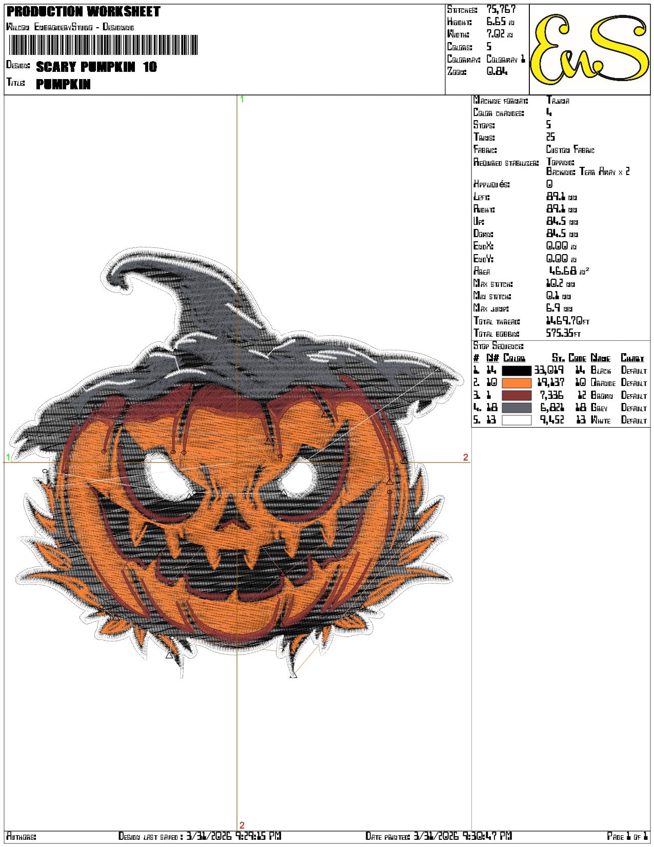 Scary Pumpkin - Elegant embroidery design file-instant download — view 3