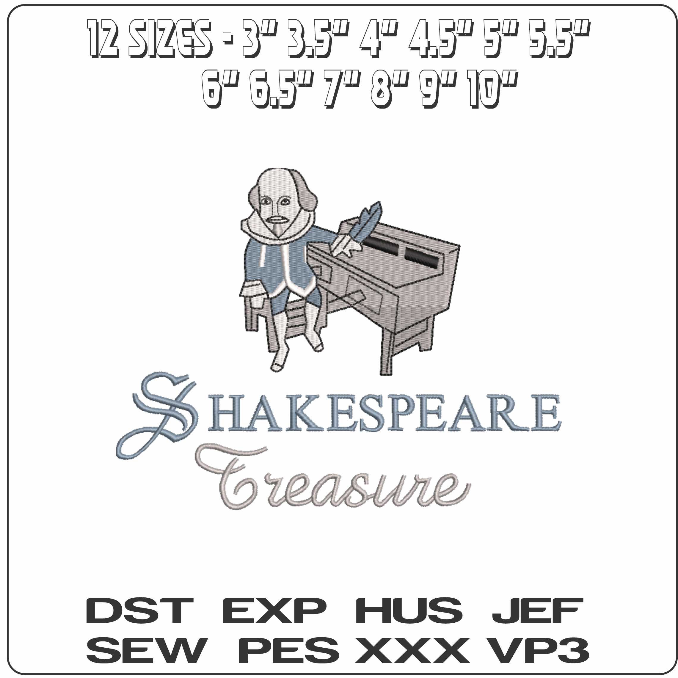 Shakespeare treasure - Elegant embroidery design file-instant download — view 2