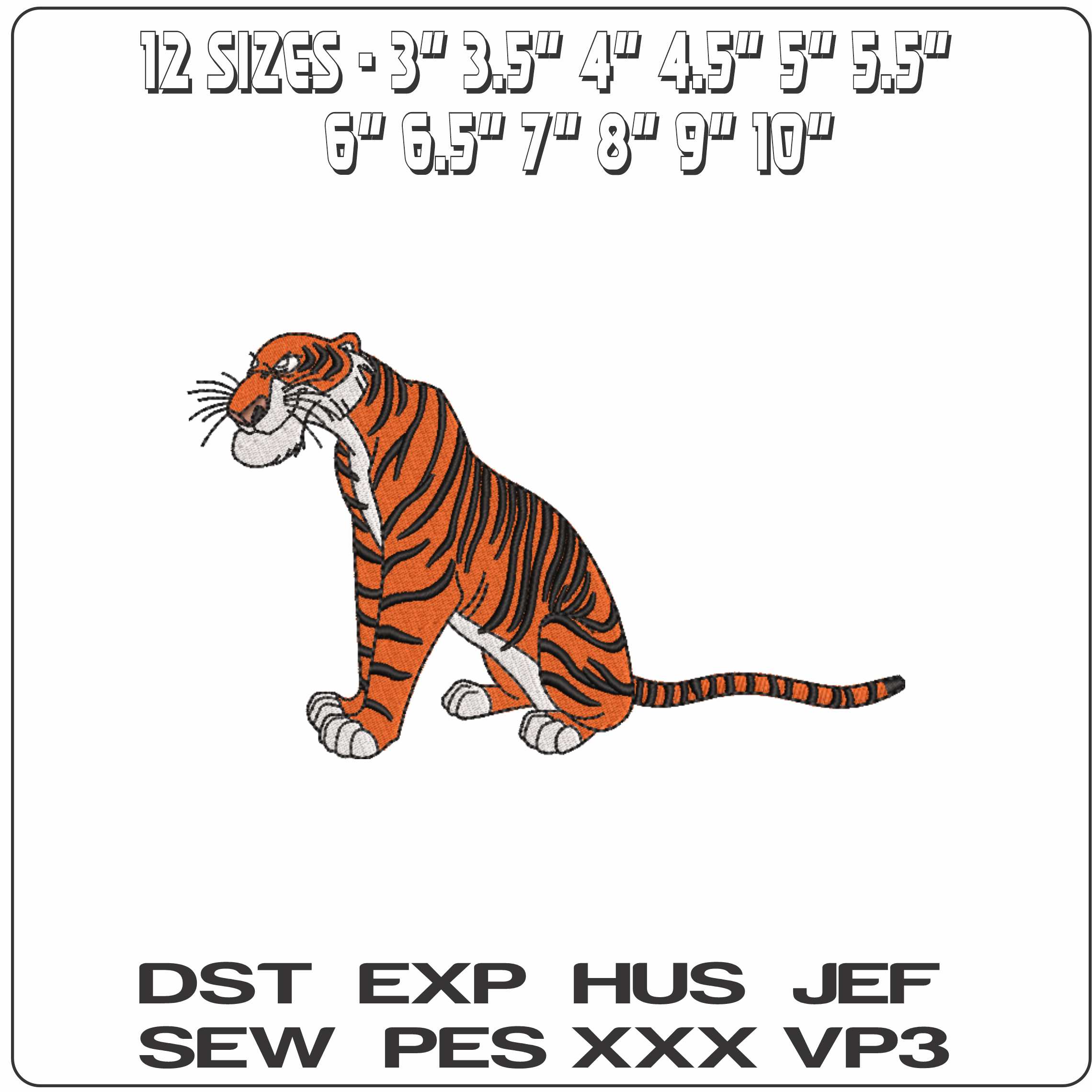 Shere Khan Tiger Jungle book - Elegant embroidery design file-instant download — view 2
