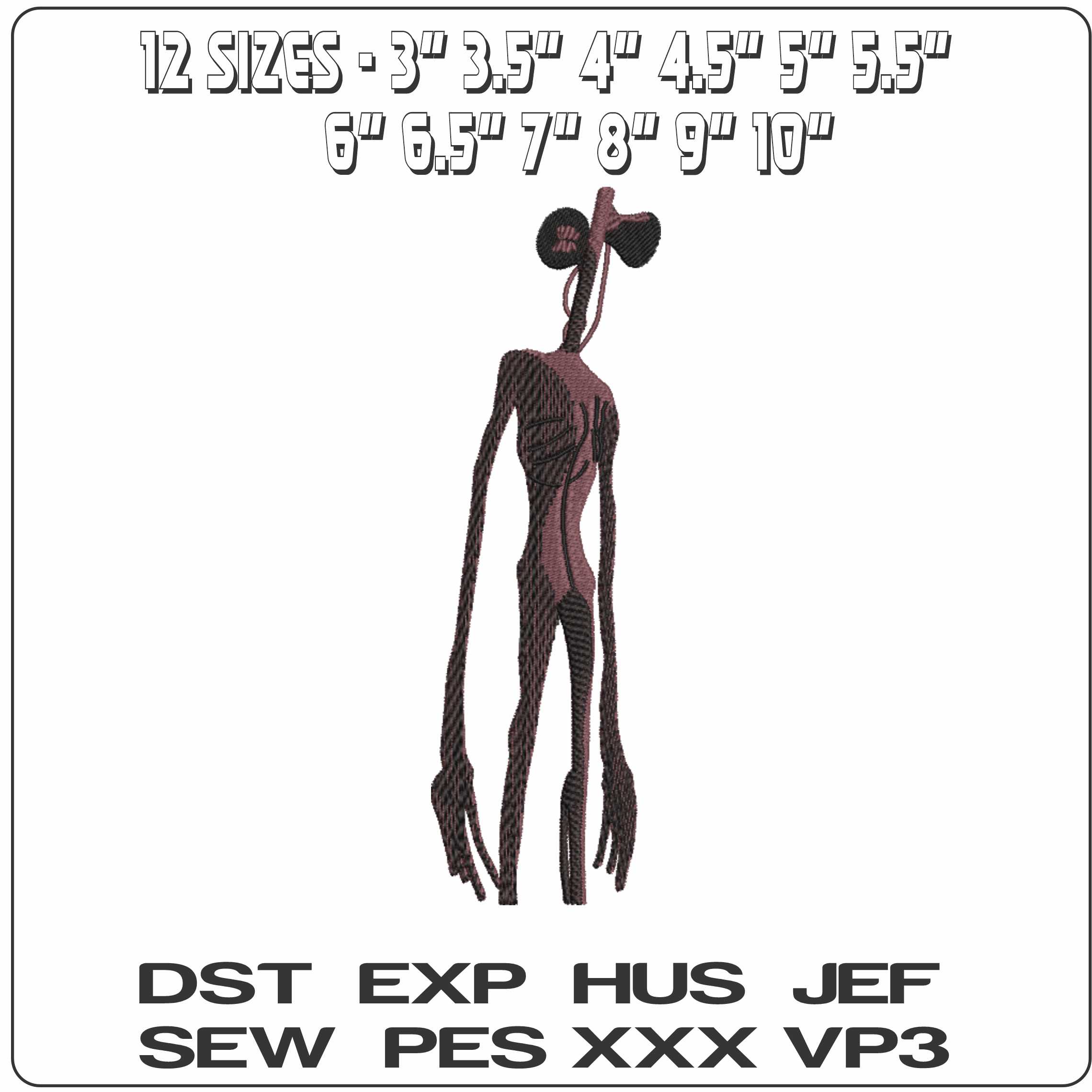 Siren Head Alien - Elegant embroidery design file-instant download — view 2