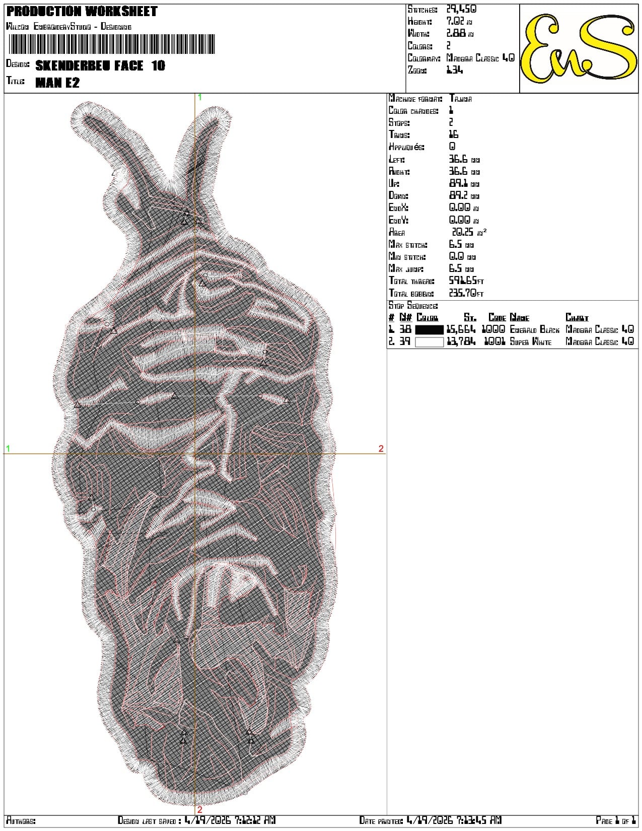 Skenderbeu Face - Elegant embroidery design file-instant download — view 3
