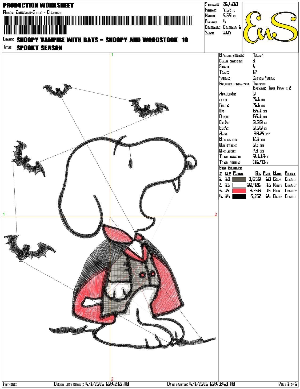 Snoopy Vampire with Bats Snoopy and Woodstock - Elegant embroidery design file-instant download — view 3