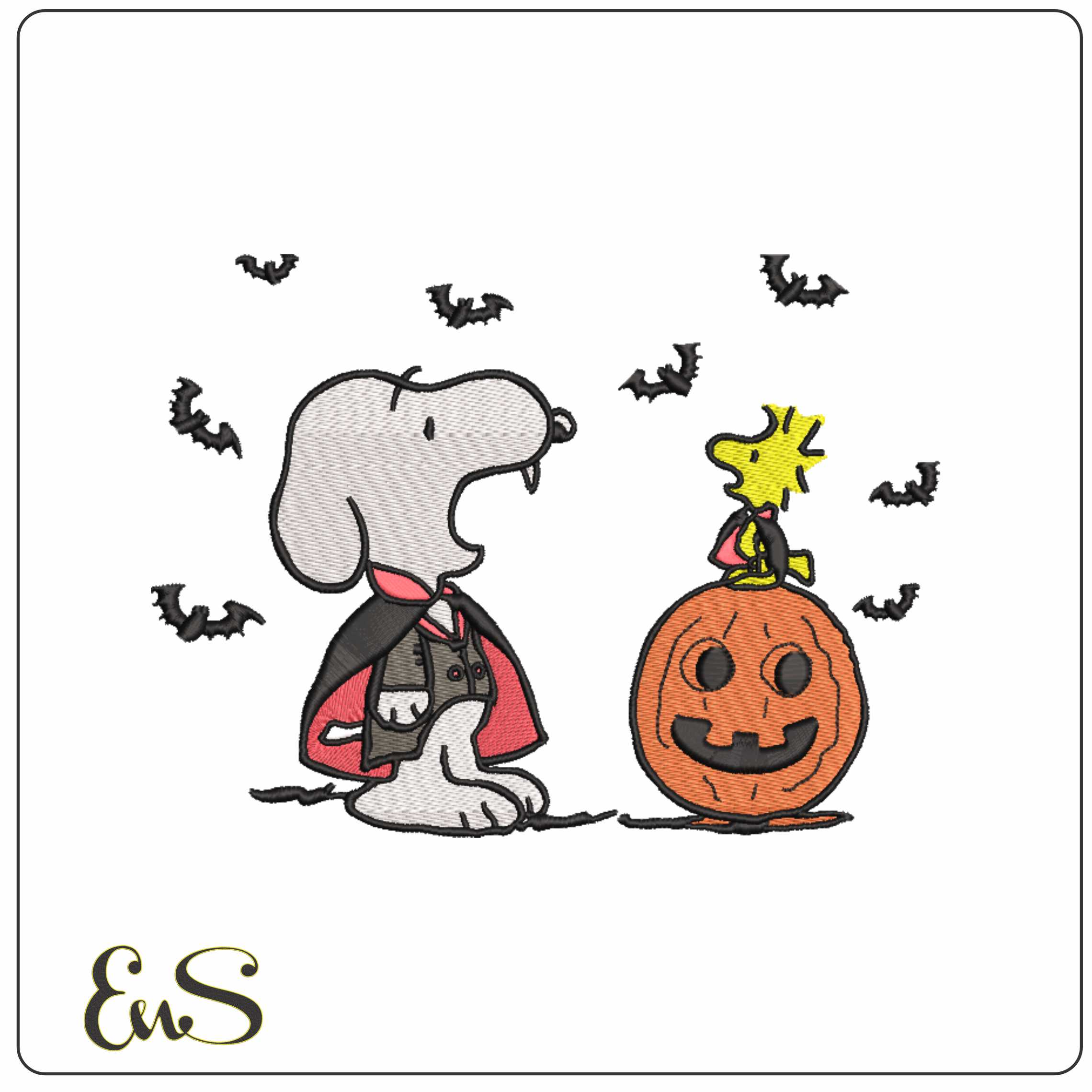 Snoopy Vampire Woodstock Pumpkin Snoopy and Woodstock - Elegant embroidery design file-instant download