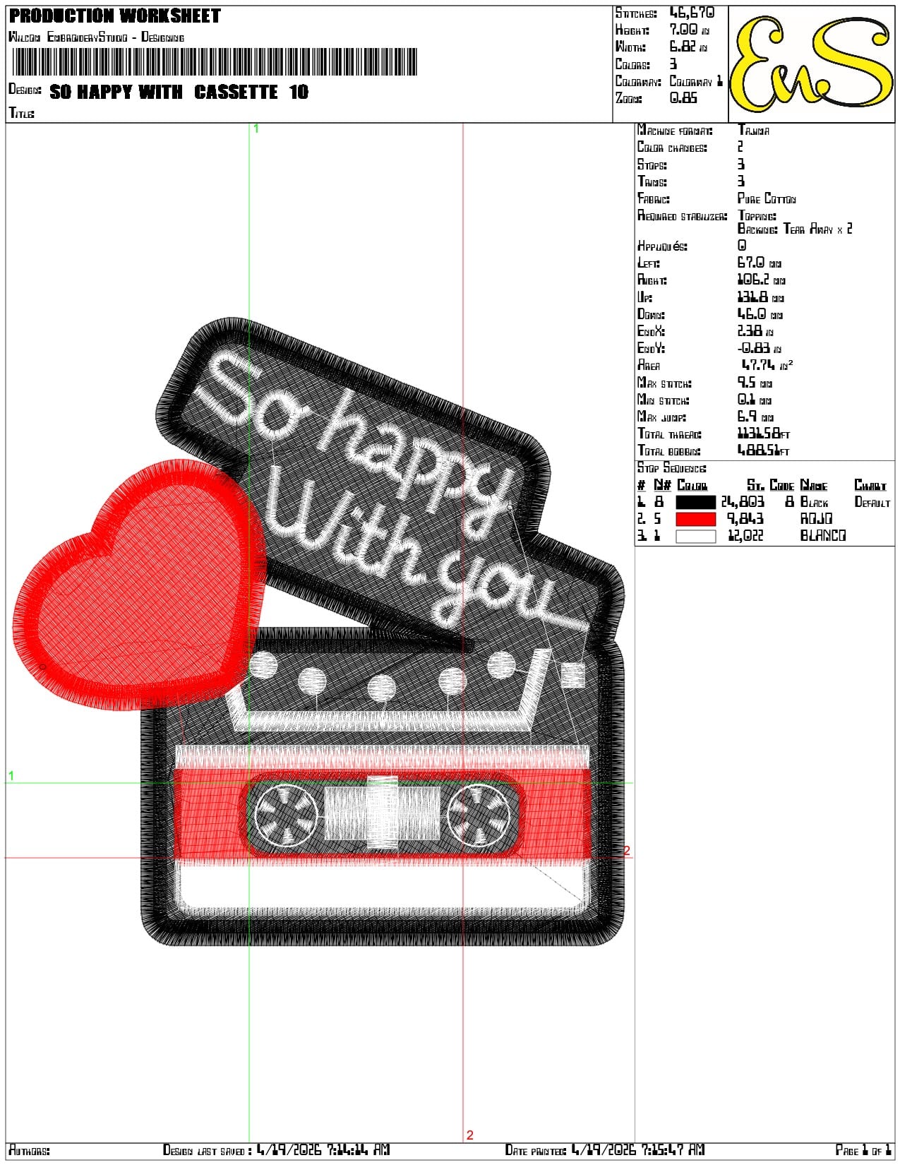 So Happy with Cassette - Elegant embroidery design file-instant download — view 3