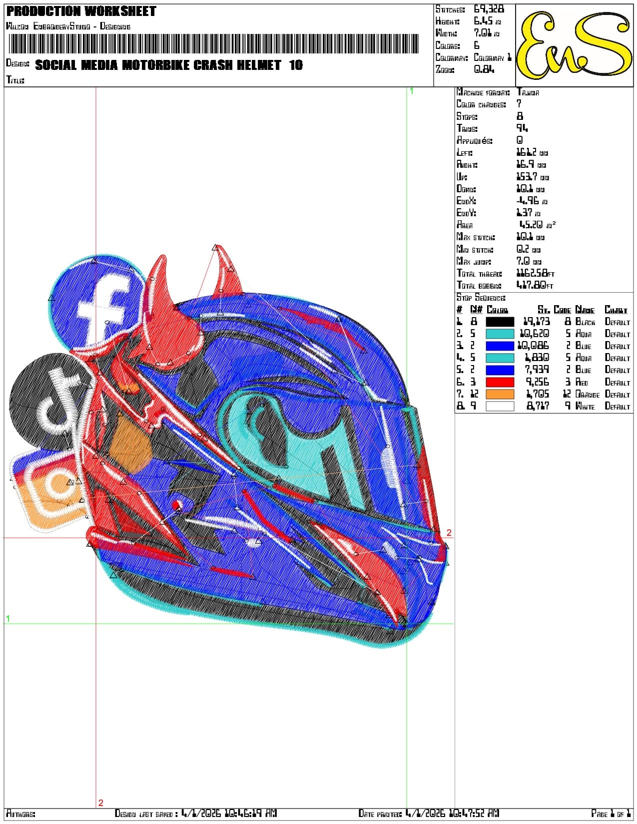 Social Media Motorbike Crash Helmet - Elegant embroidery design file-instant download — view 3