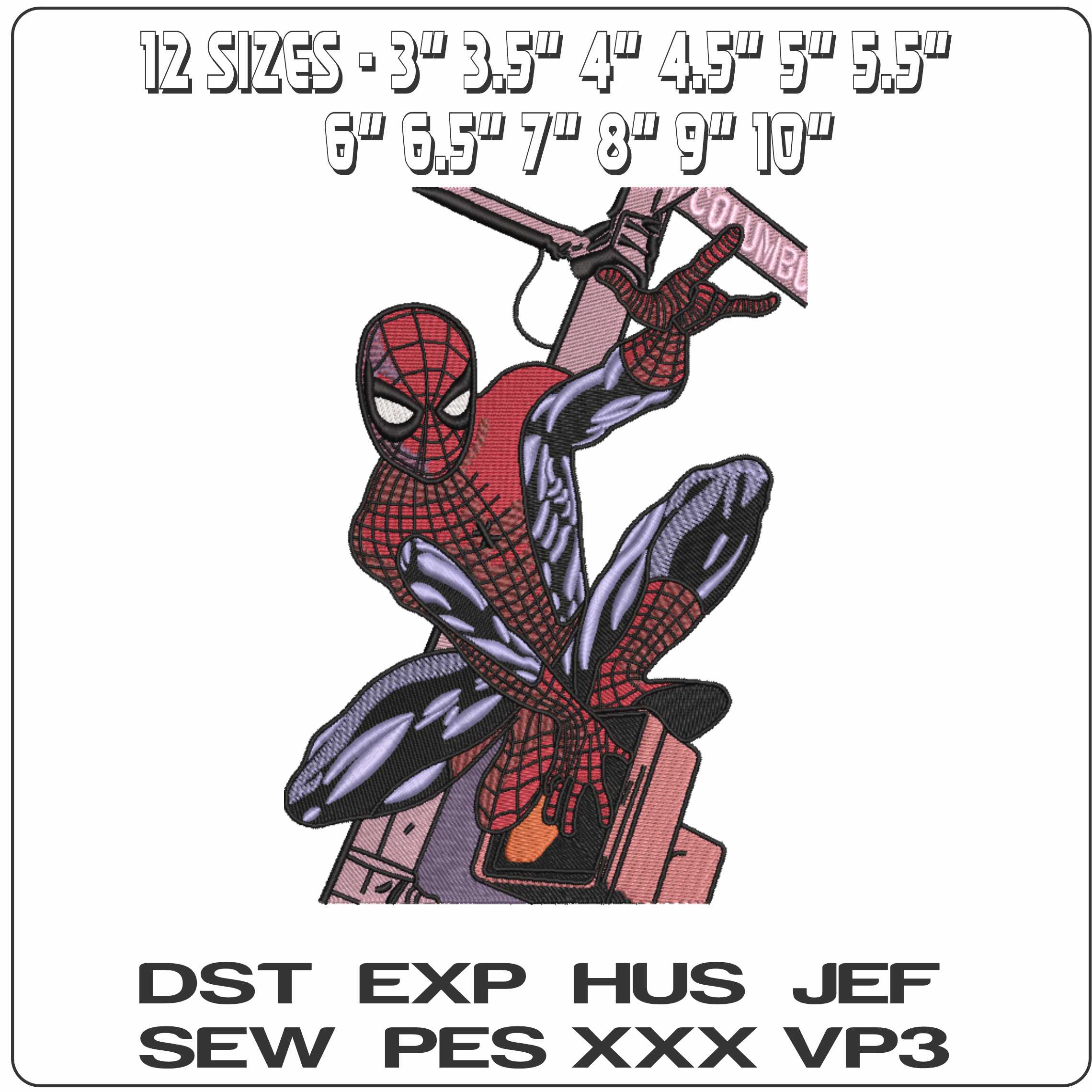 Spideman on street Sign - Elegant embroidery design file-instant download — view 2