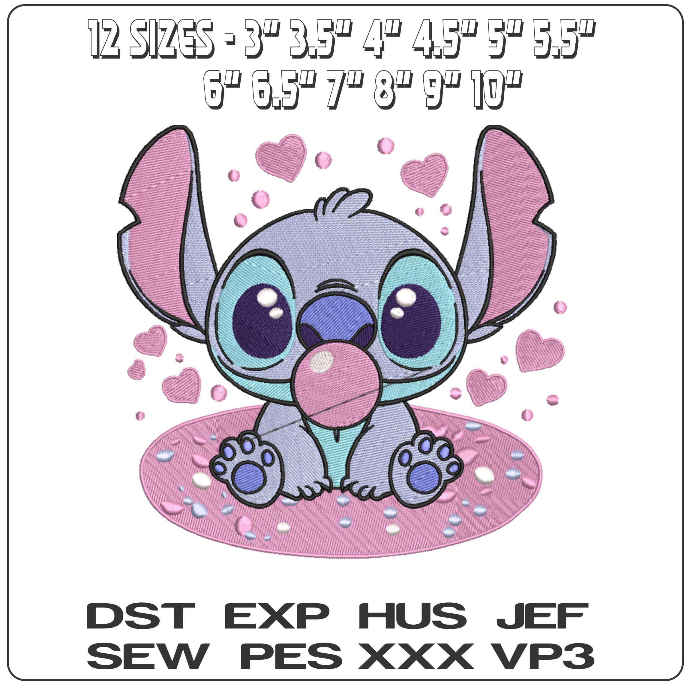 Stitch Baby blowing Bubble Lilo and Stitch - Elegant embroidery design file-instant download — view 2