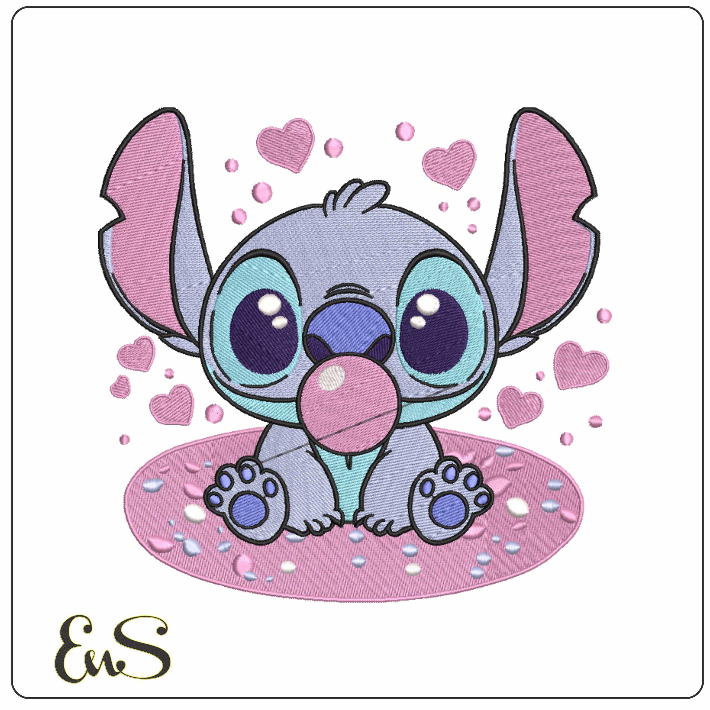 Stitch Baby blowing Bubble Lilo and Stitch - Elegant embroidery design file-instant download
