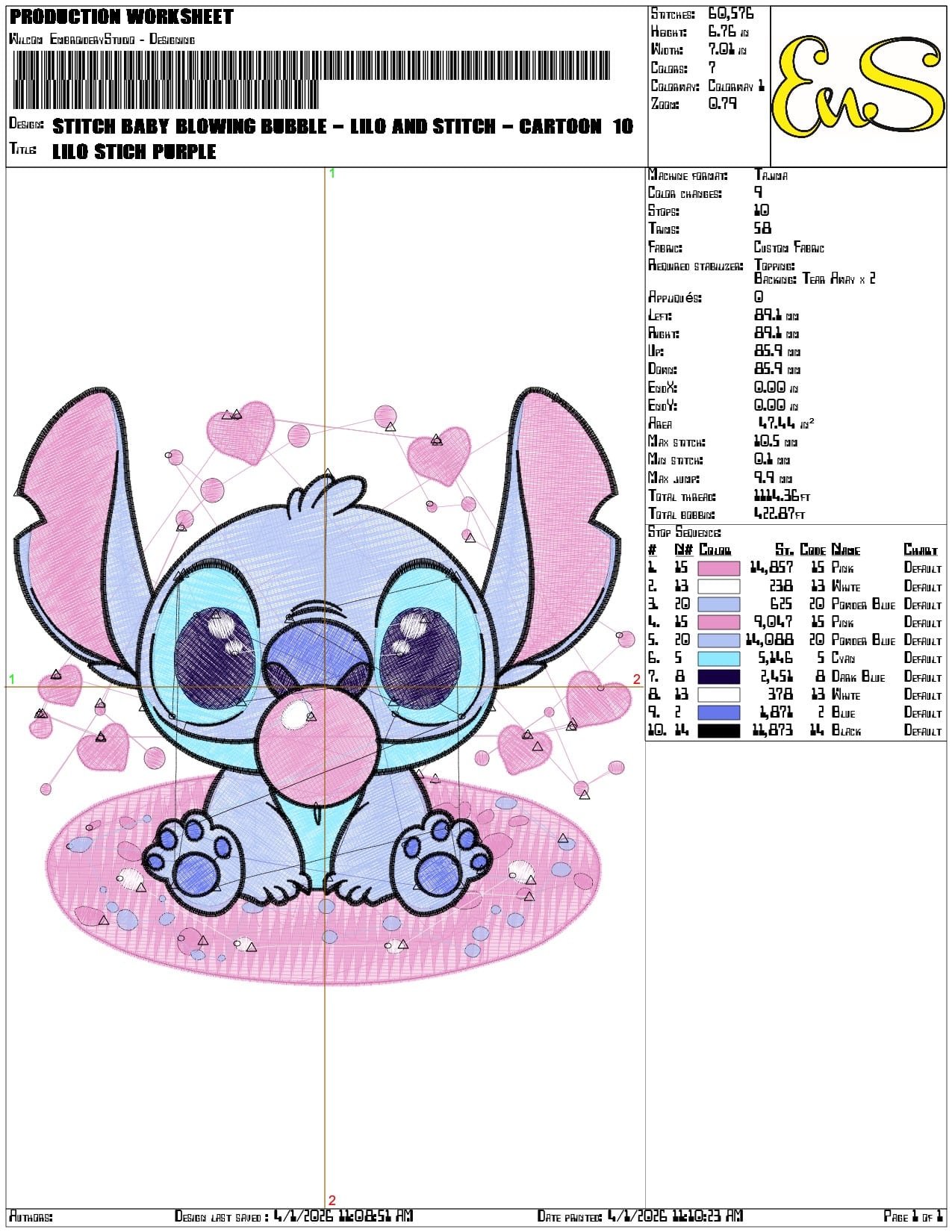 Stitch Baby blowing Bubble Lilo and Stitch - Elegant embroidery design file-instant download — view 3