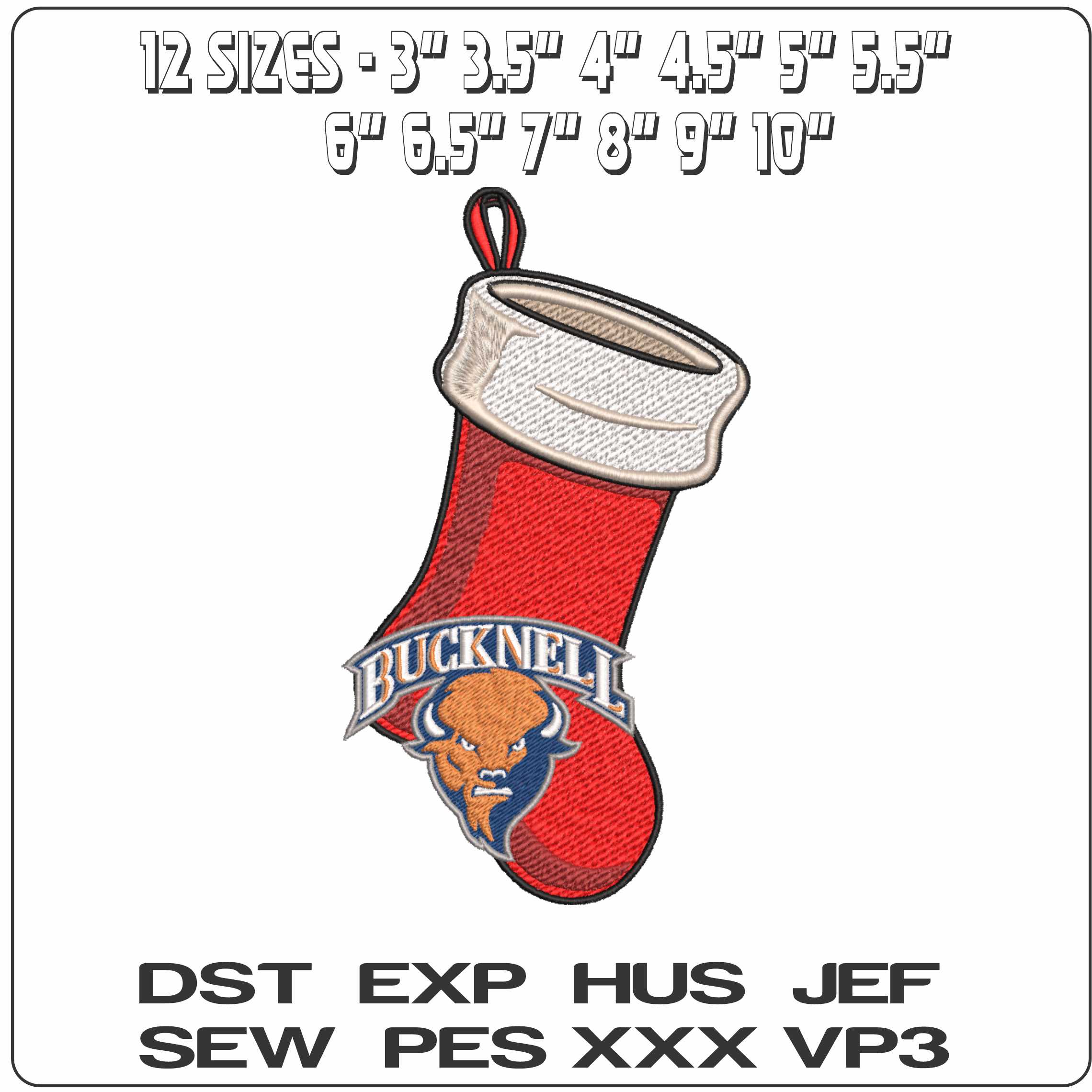 Stocking Stocking Bucknell Bison Alternate - Elegant embroidery design file-instant download — view 2