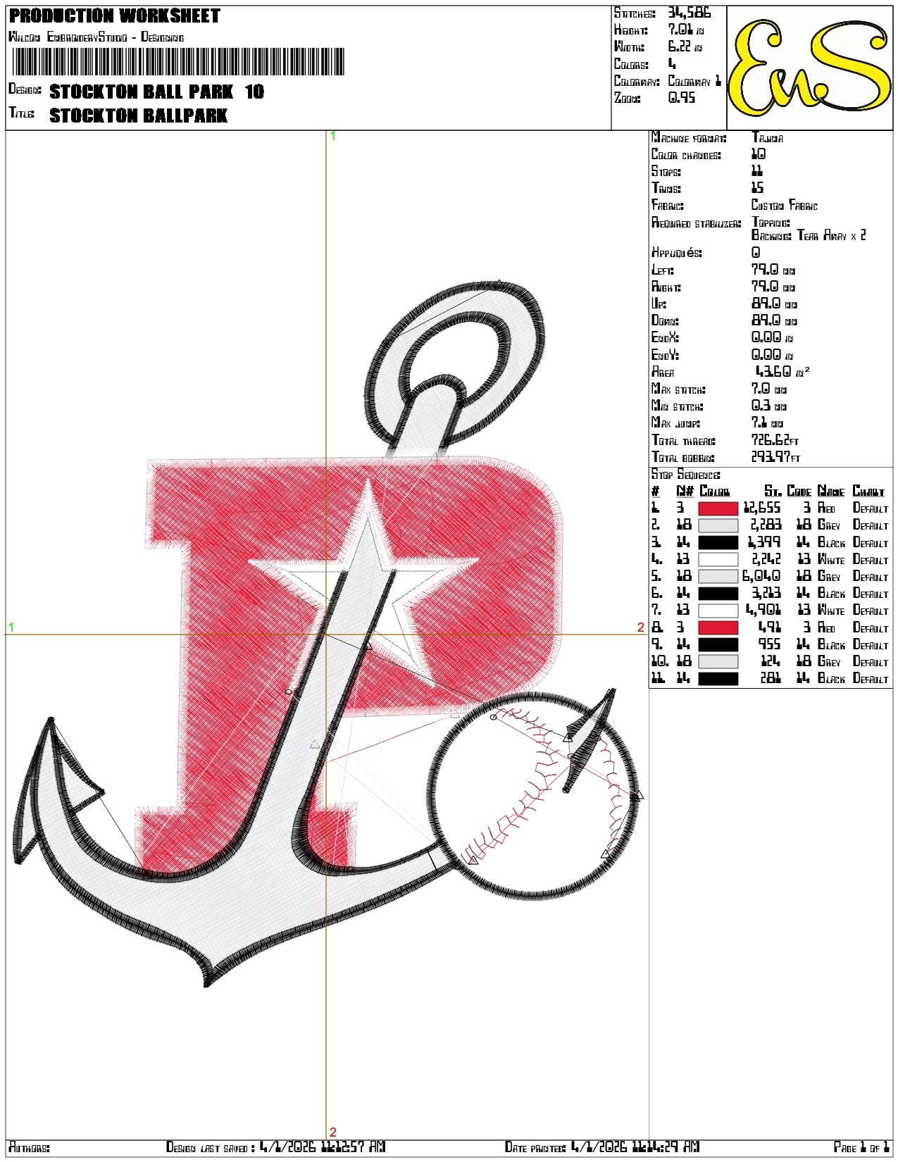 Stockton Ball Park - Elegant embroidery design file-instant download — view 3