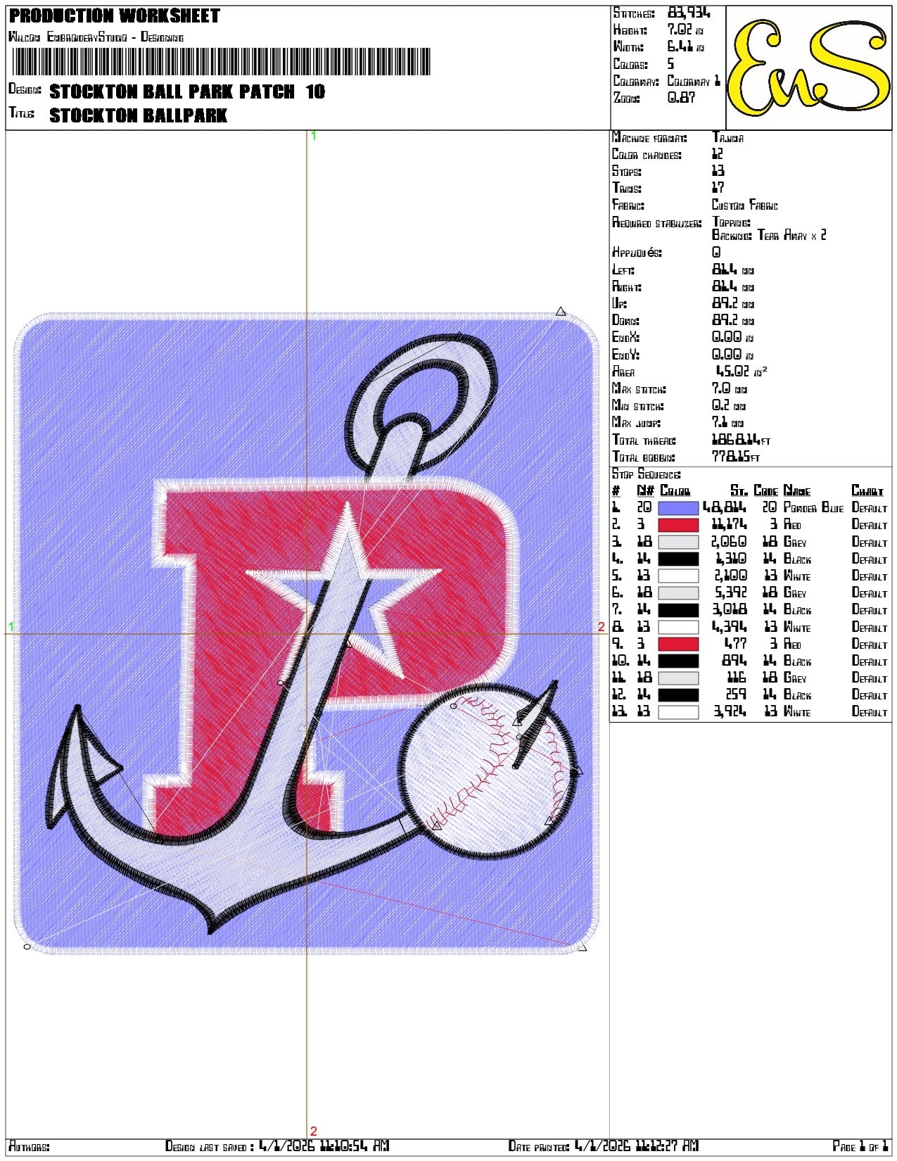 Stockton Ball Park Patch - Elegant embroidery design file-instant download — view 3