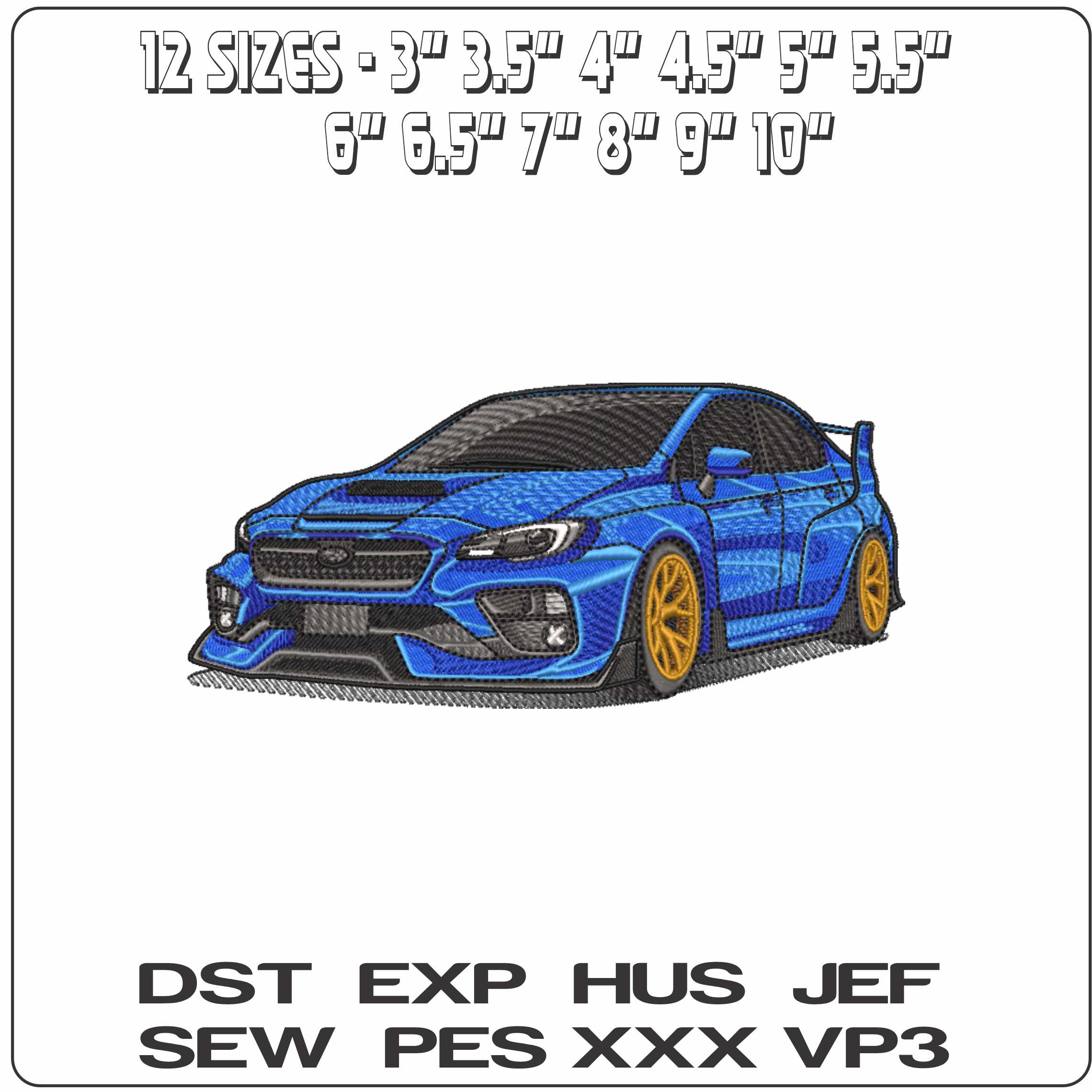 Subaru WRX STI - Elegant embroidery design file-instant download — view 2