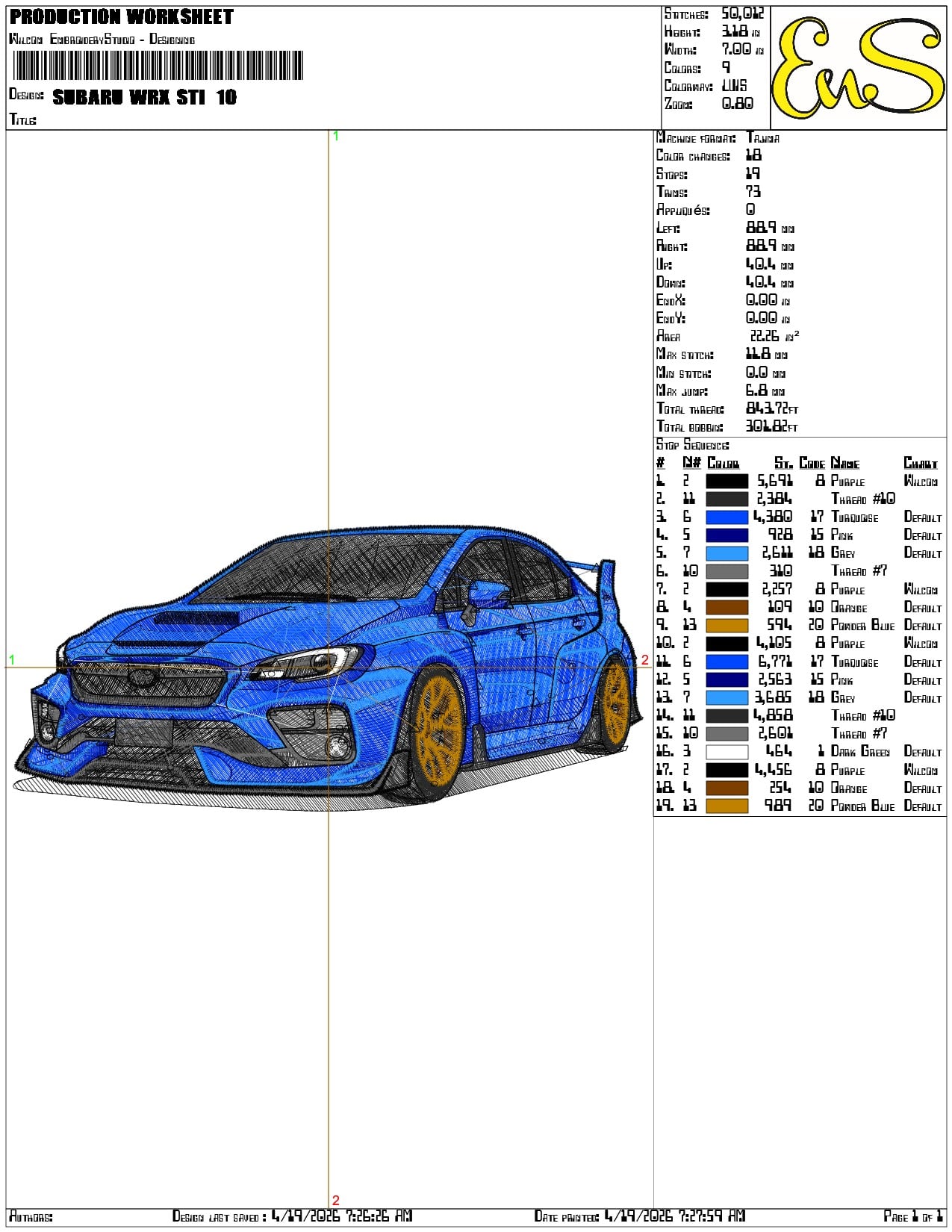 Subaru WRX STI - Elegant embroidery design file-instant download — view 3