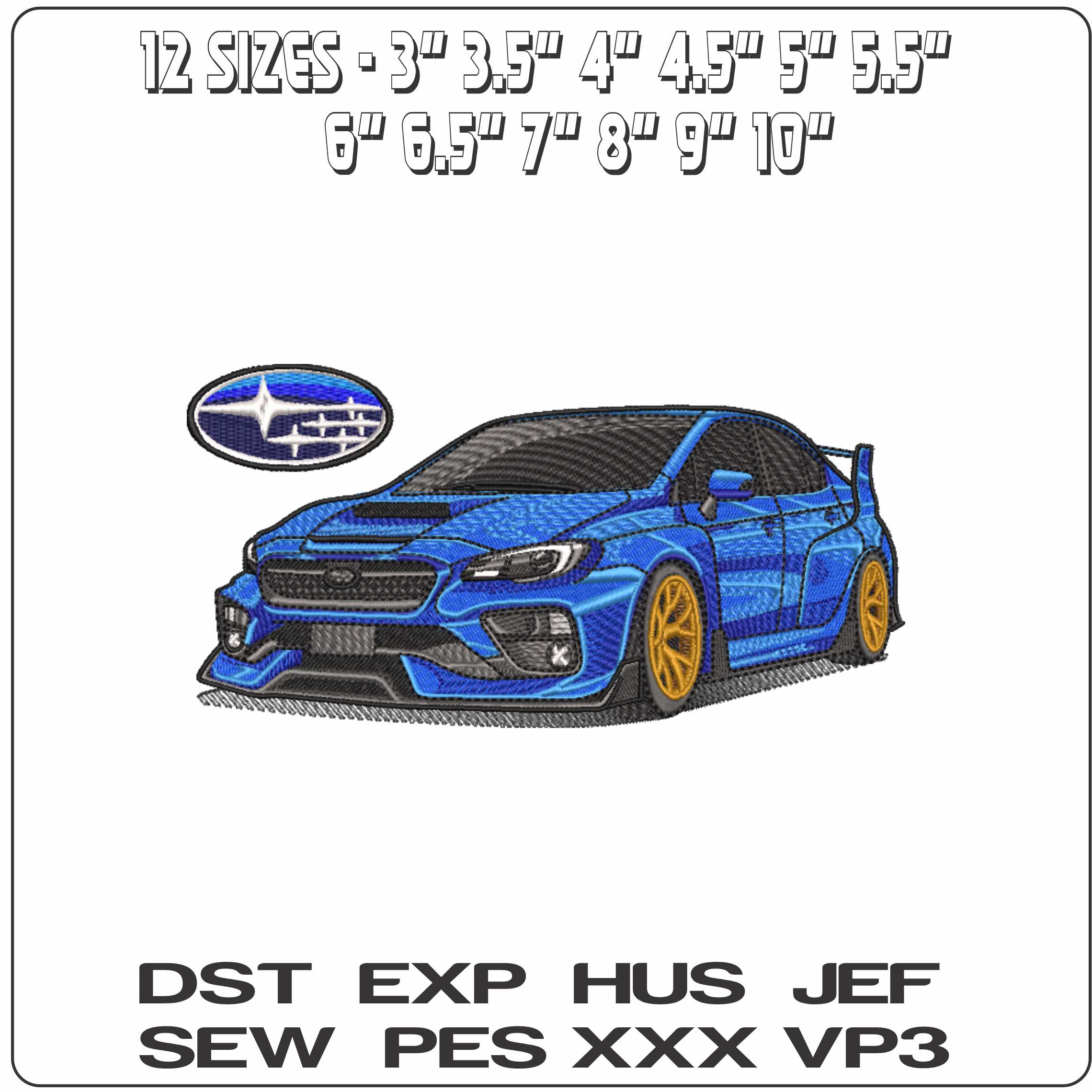 Subaru WRX STI with Logo - Elegant embroidery design file-instant download — view 2