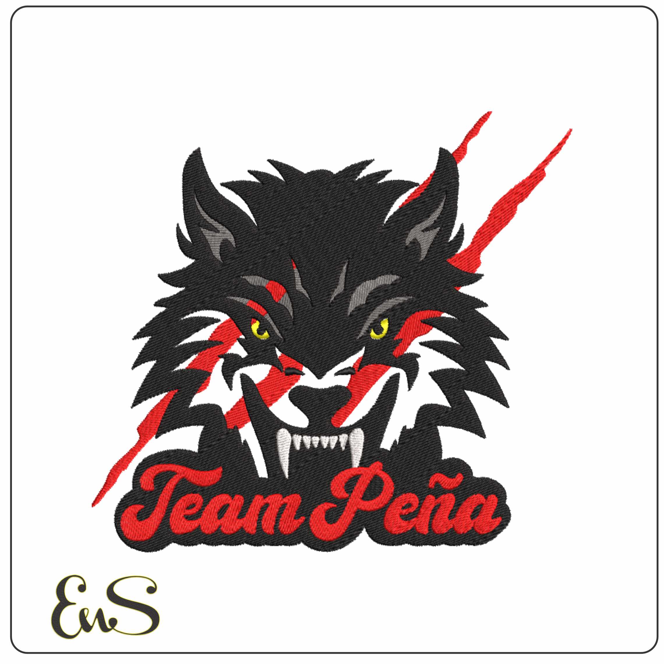 Team Pena Wolves - Elegant embroidery design file-instant download