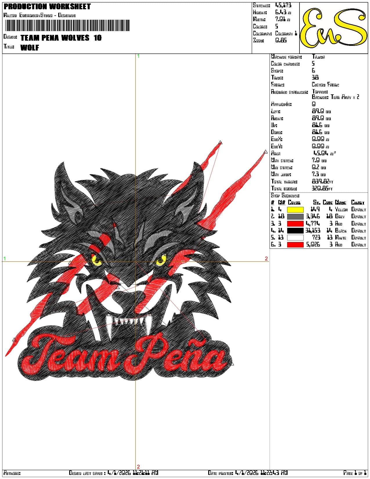 Team Pena Wolves - Elegant embroidery design file-instant download — view 3