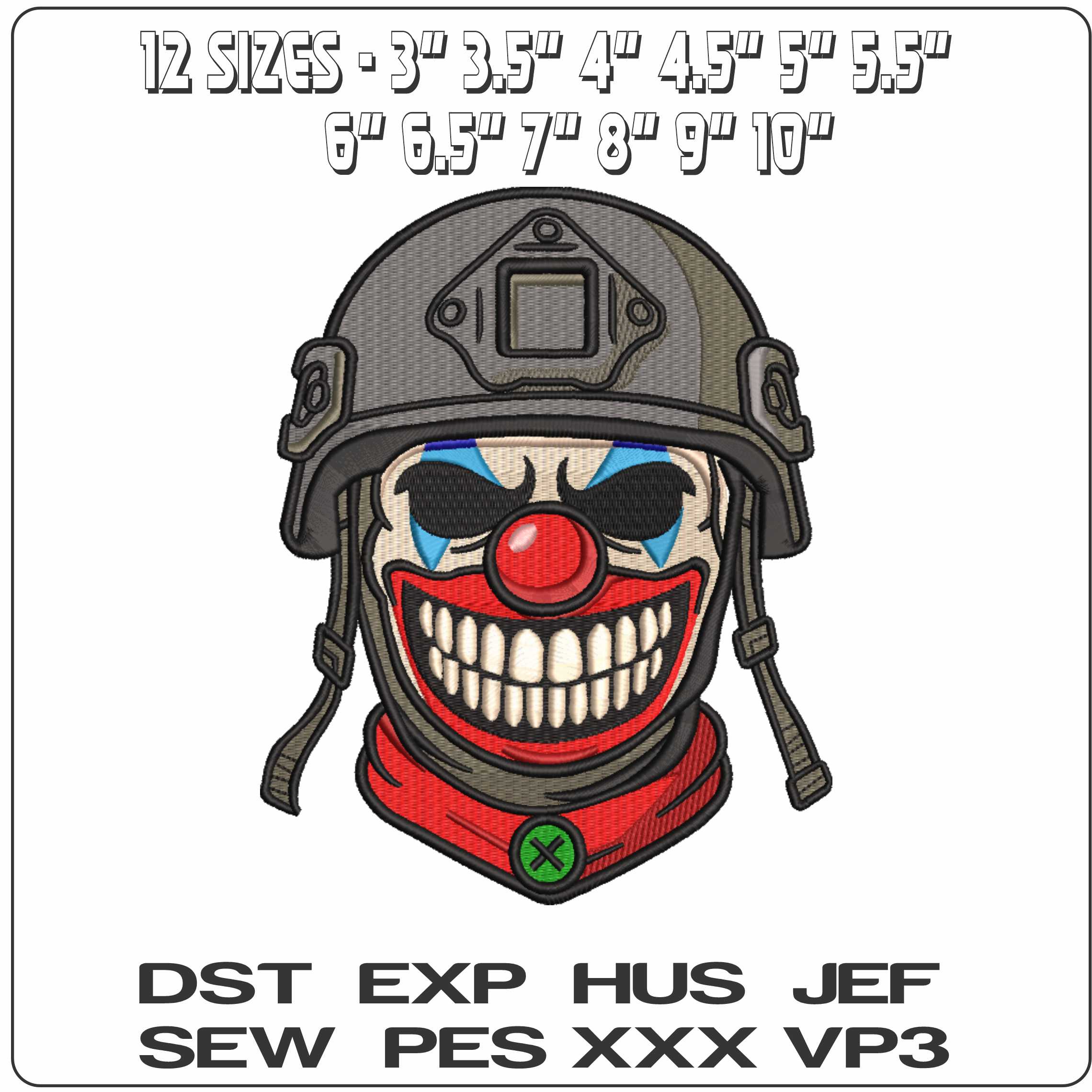The Kevlar Clown  - Elegant embroidery design file-instant download — view 2