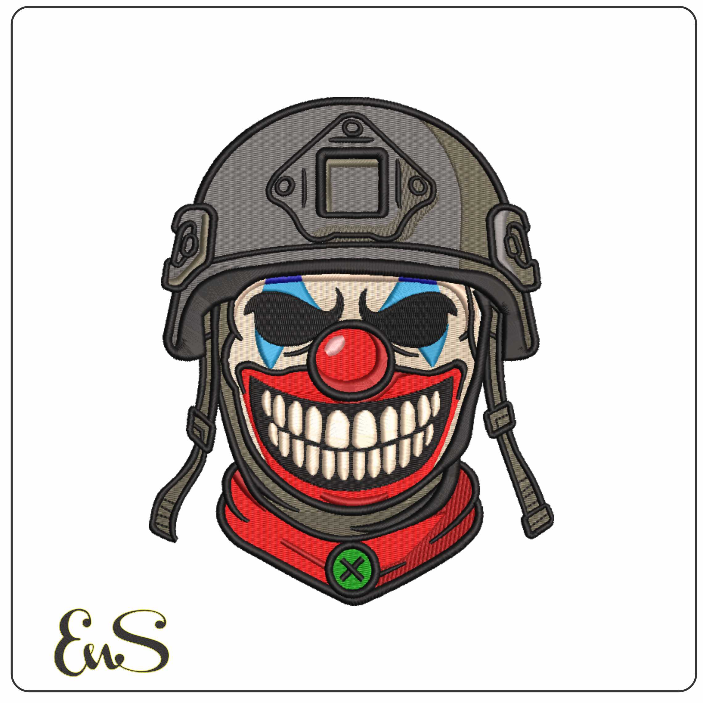 The Kevlar Clown  - Elegant embroidery design file-instant download