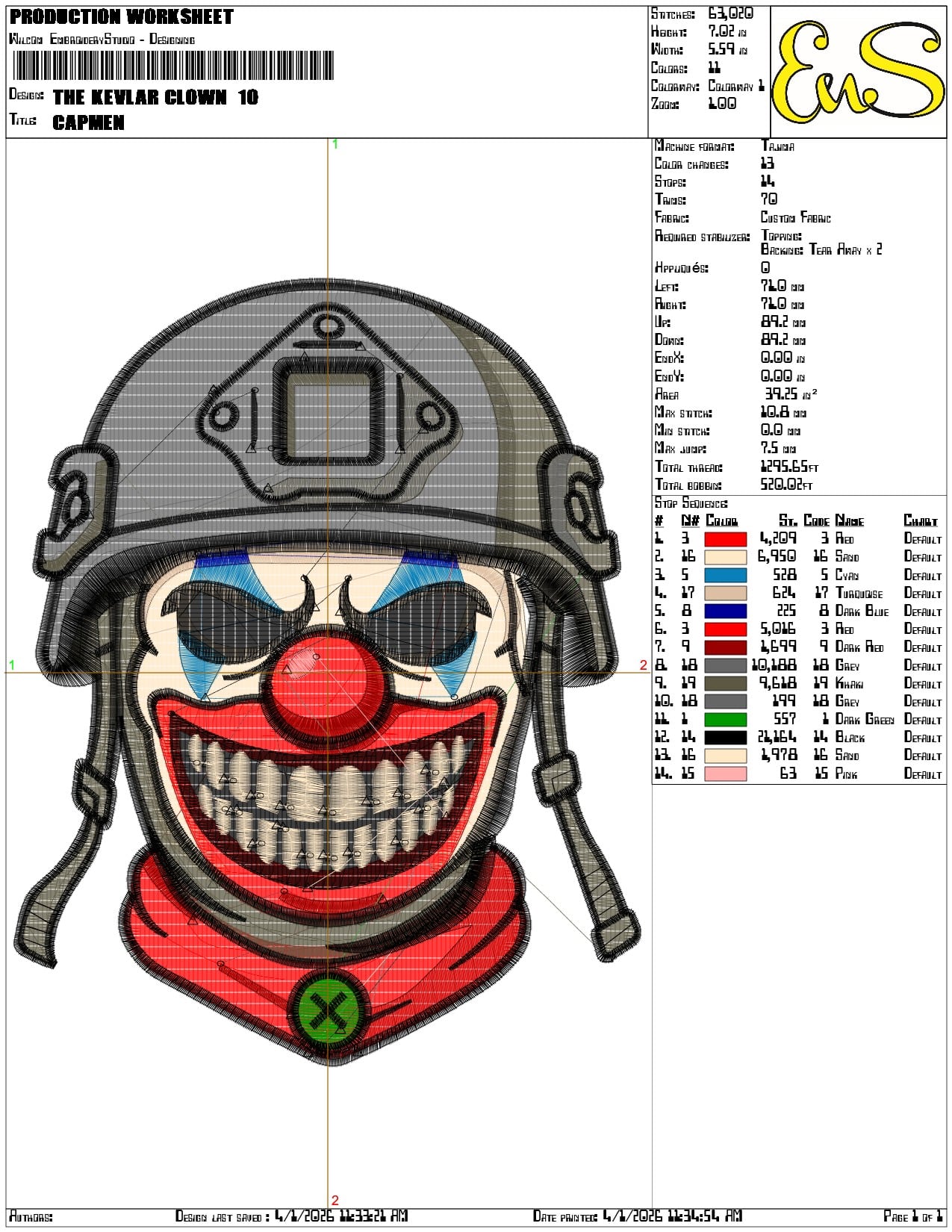 The Kevlar Clown  - Elegant embroidery design file-instant download — view 3