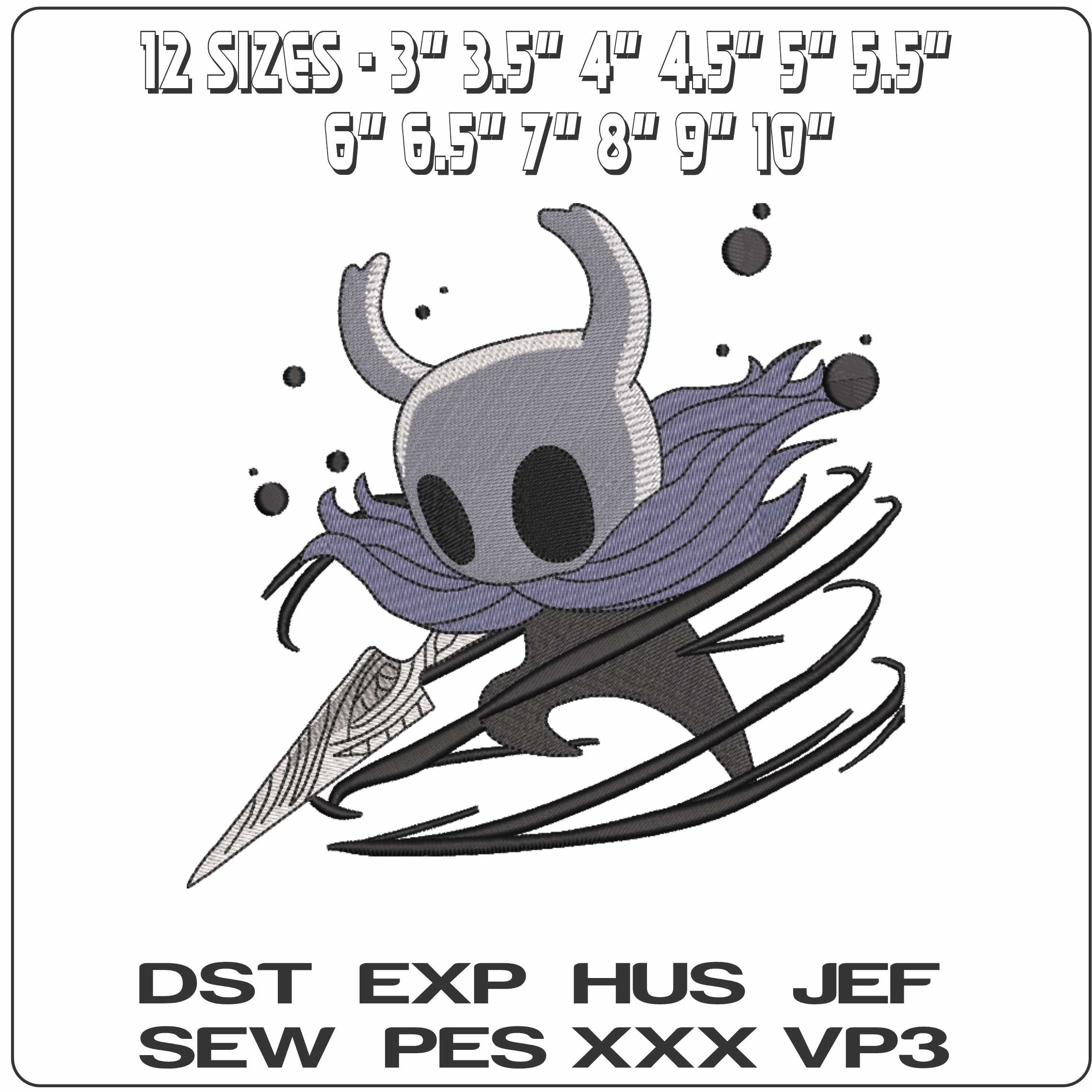 The Knight Hollow Knight Video Game  - Elegant embroidery design file-instant download — view 2