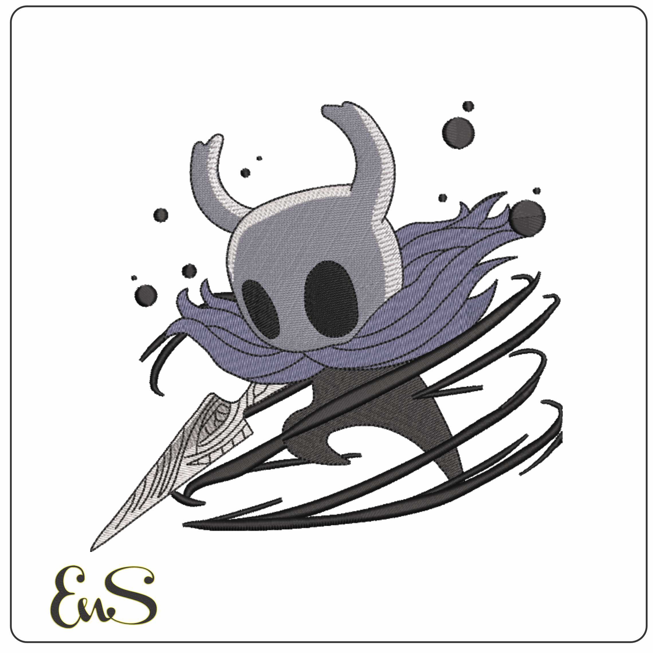 The Knight Hollow Knight Video Game  - Elegant embroidery design file-instant download