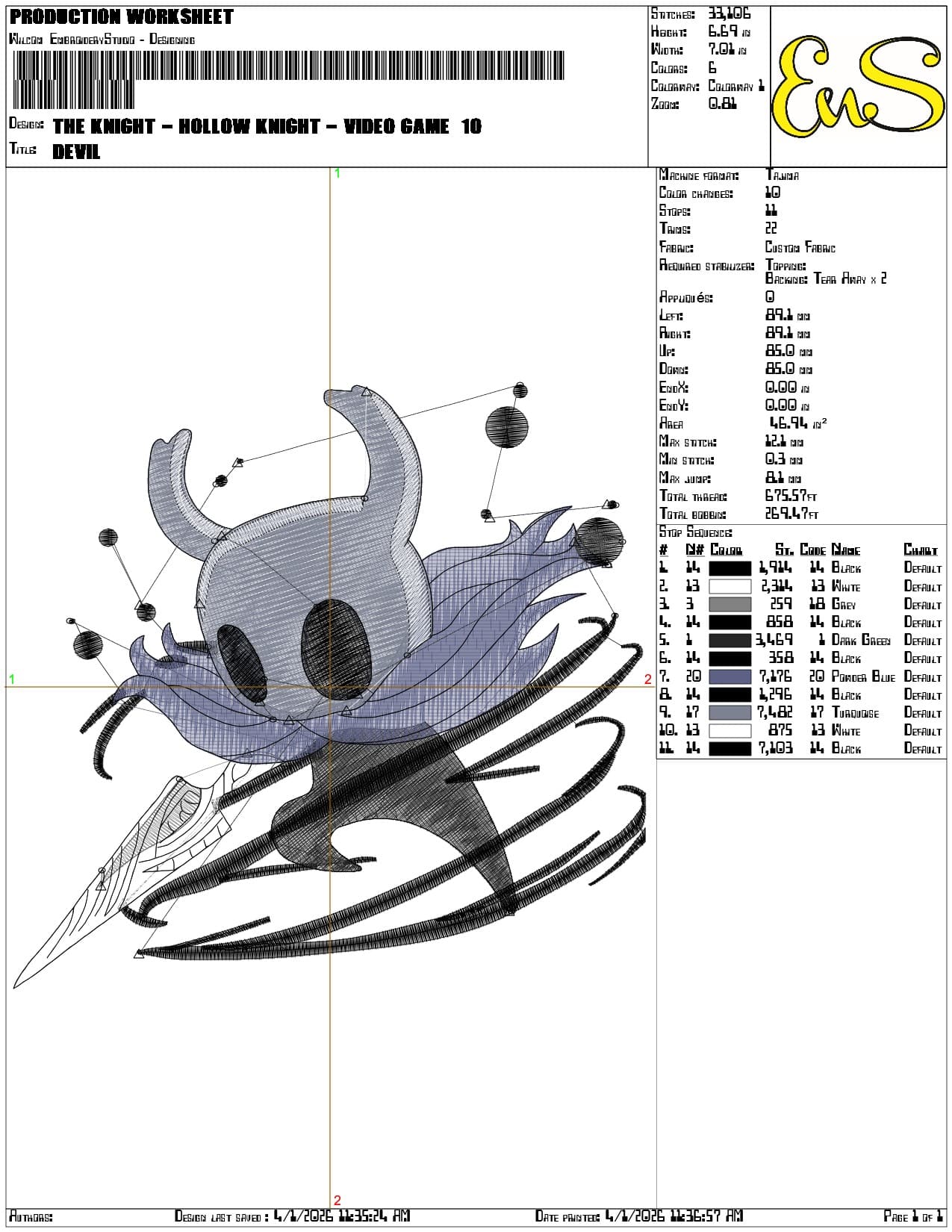 The Knight Hollow Knight Video Game  - Elegant embroidery design file-instant download — view 3