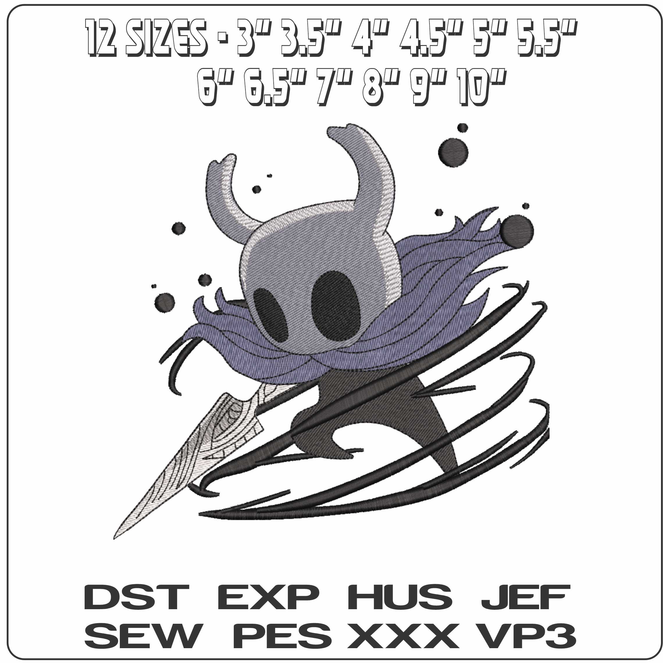 The Knight Hollow Knight Video Game  - Elegant embroidery design file-instant download — view 2
