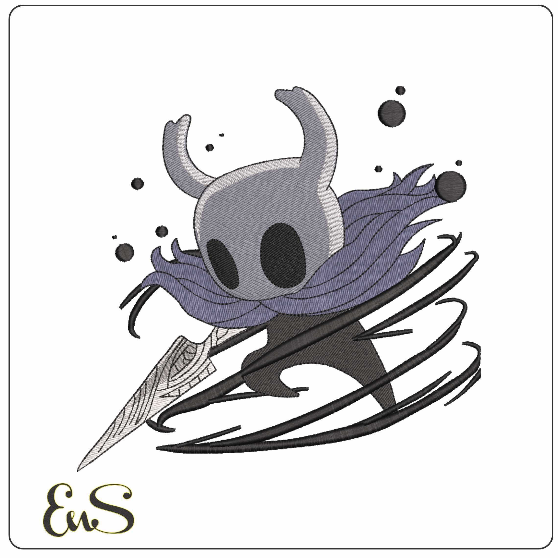 The Knight Hollow Knight Video Game  - Elegant embroidery design file-instant download