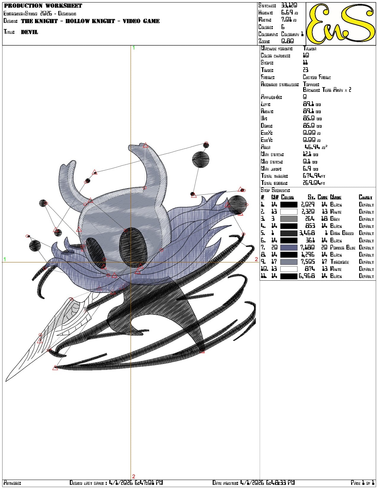 The Knight Hollow Knight Video Game  - Elegant embroidery design file-instant download — view 3