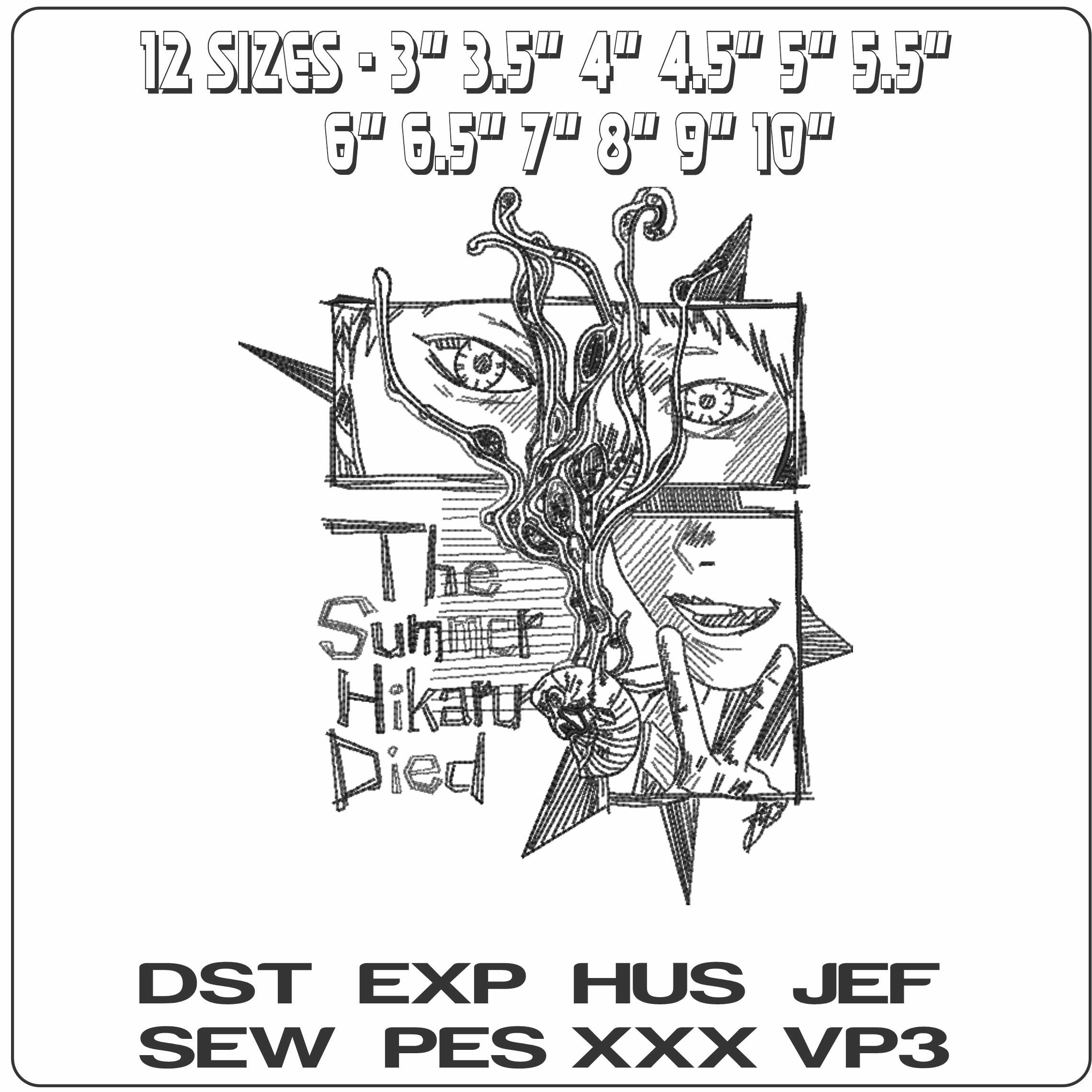 The Summer Hikaru Died lineart Anime  - Elegant embroidery design file-instant download — view 2