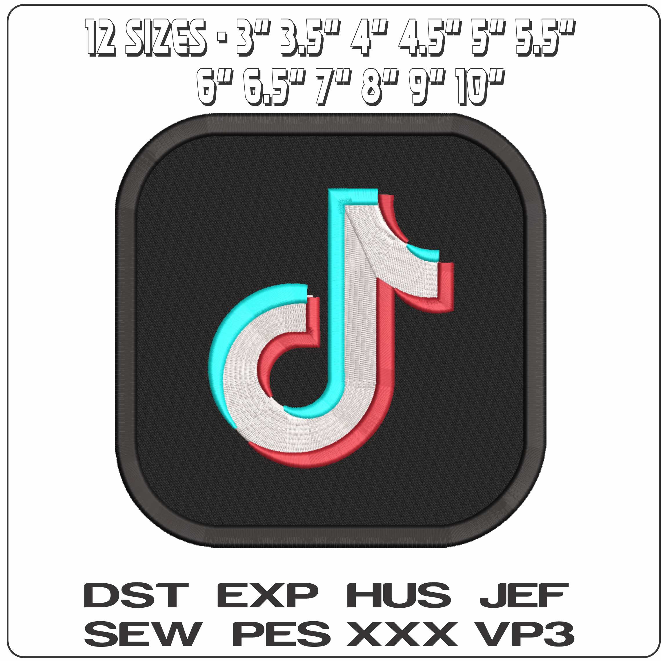 Tiktok Patch  - Elegant embroidery design file-instant download — view 2