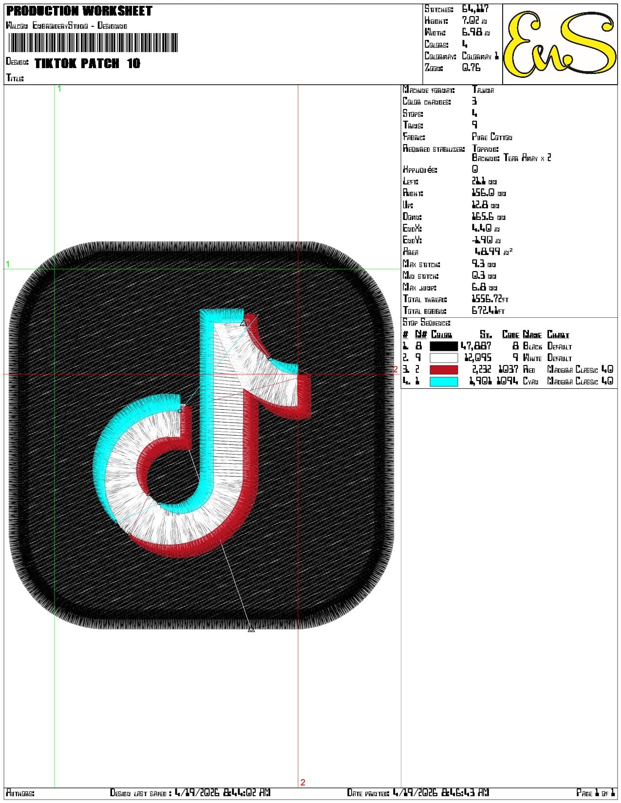 Tiktok Patch  - Elegant embroidery design file-instant download — view 3
