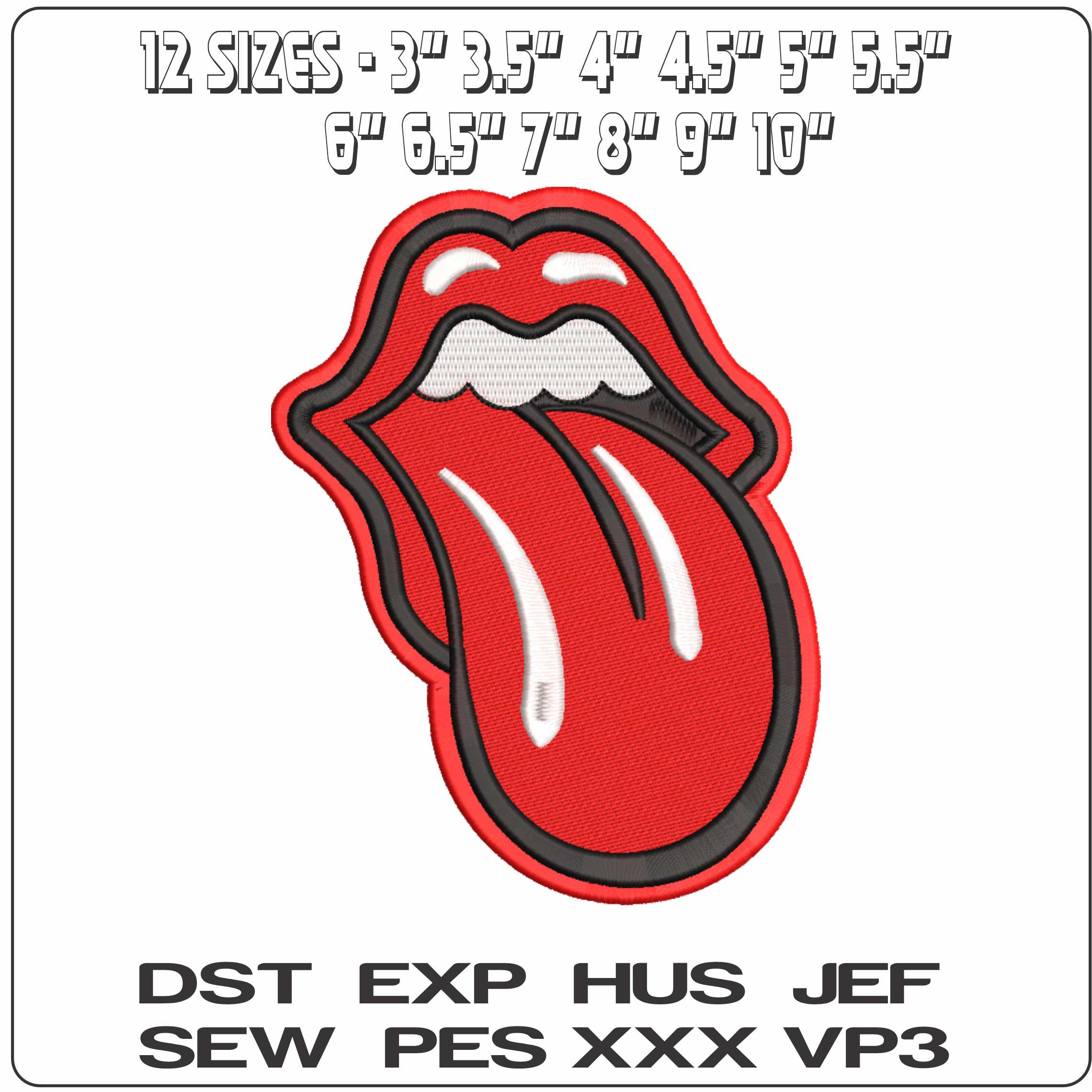 Tongue and Lips  - Elegant embroidery design file-instant download — view 2