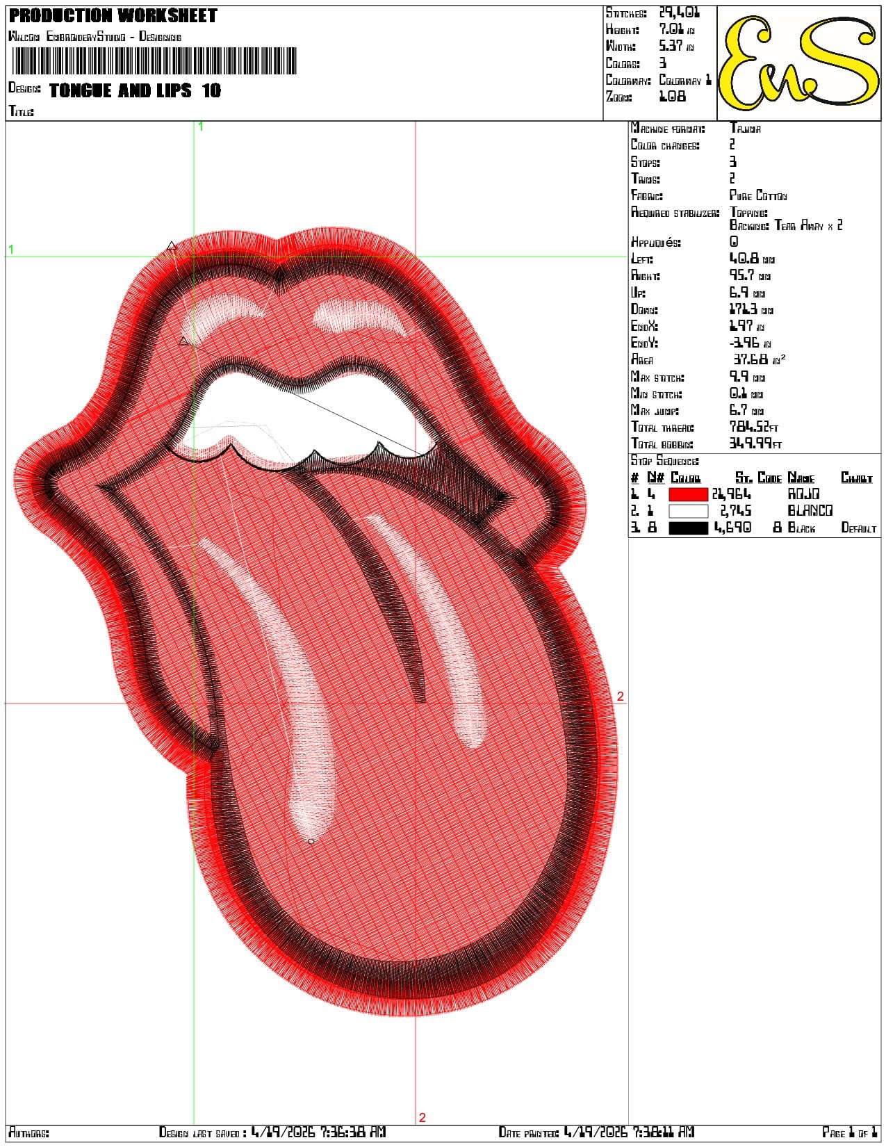 Tongue and Lips  - Elegant embroidery design file-instant download — view 3